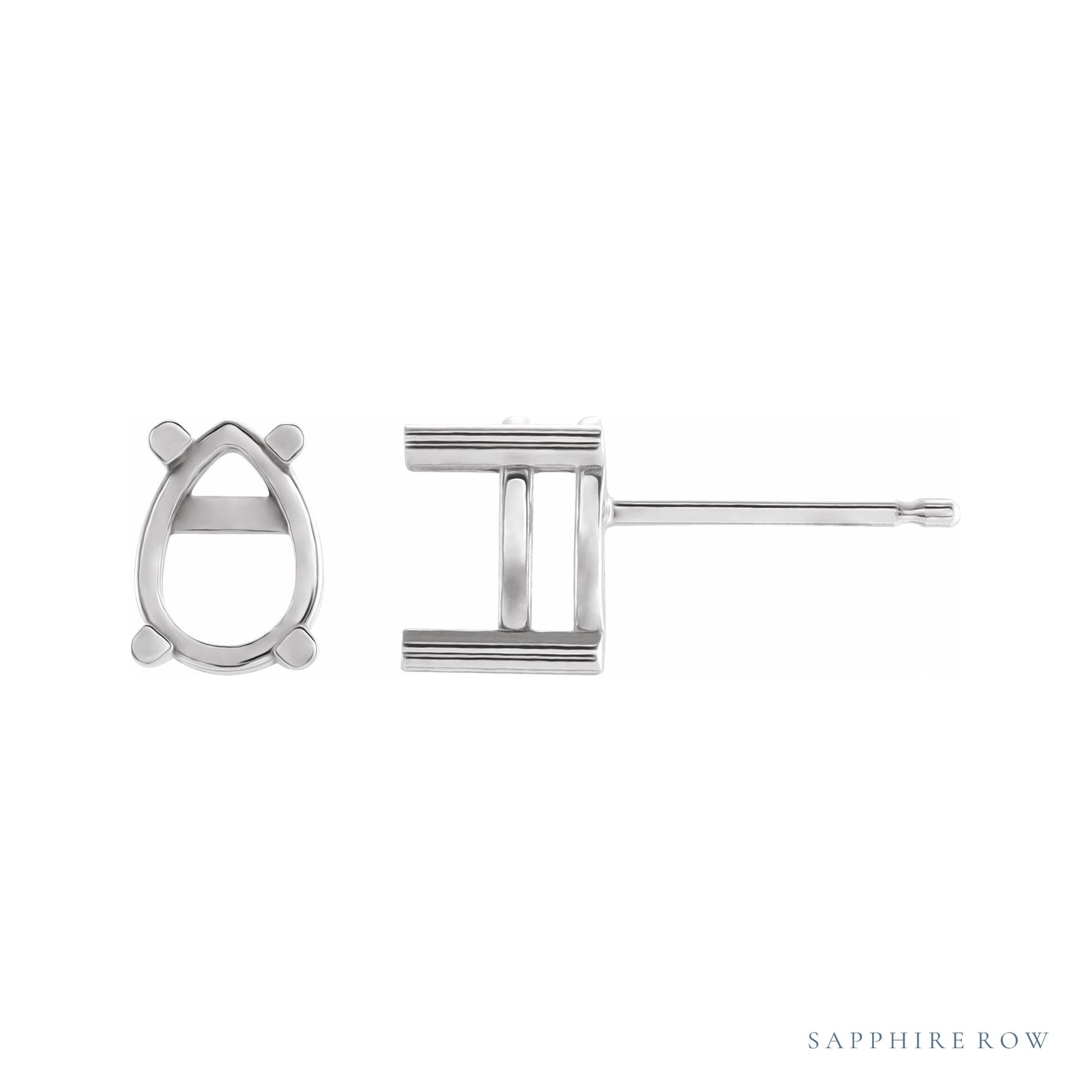 Sapphire Row Pear 4-Prong Cabochon Earrings setting in Platinum, shown with a center stone (sold separately)