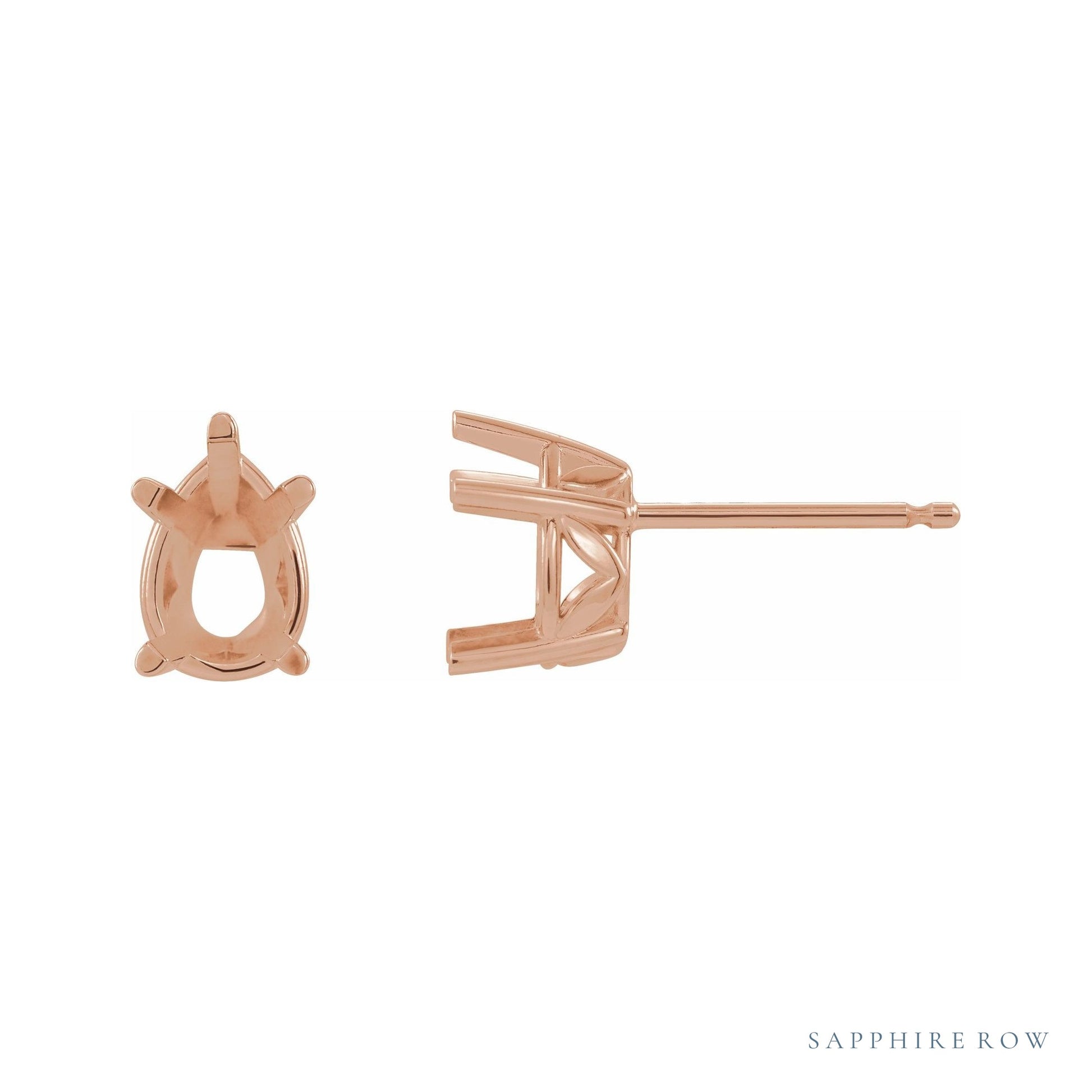 Sapphire Row Pear 5-Prong Floral Earrings setting in 14K Rose Gold, shown with a center stone (sold separately)