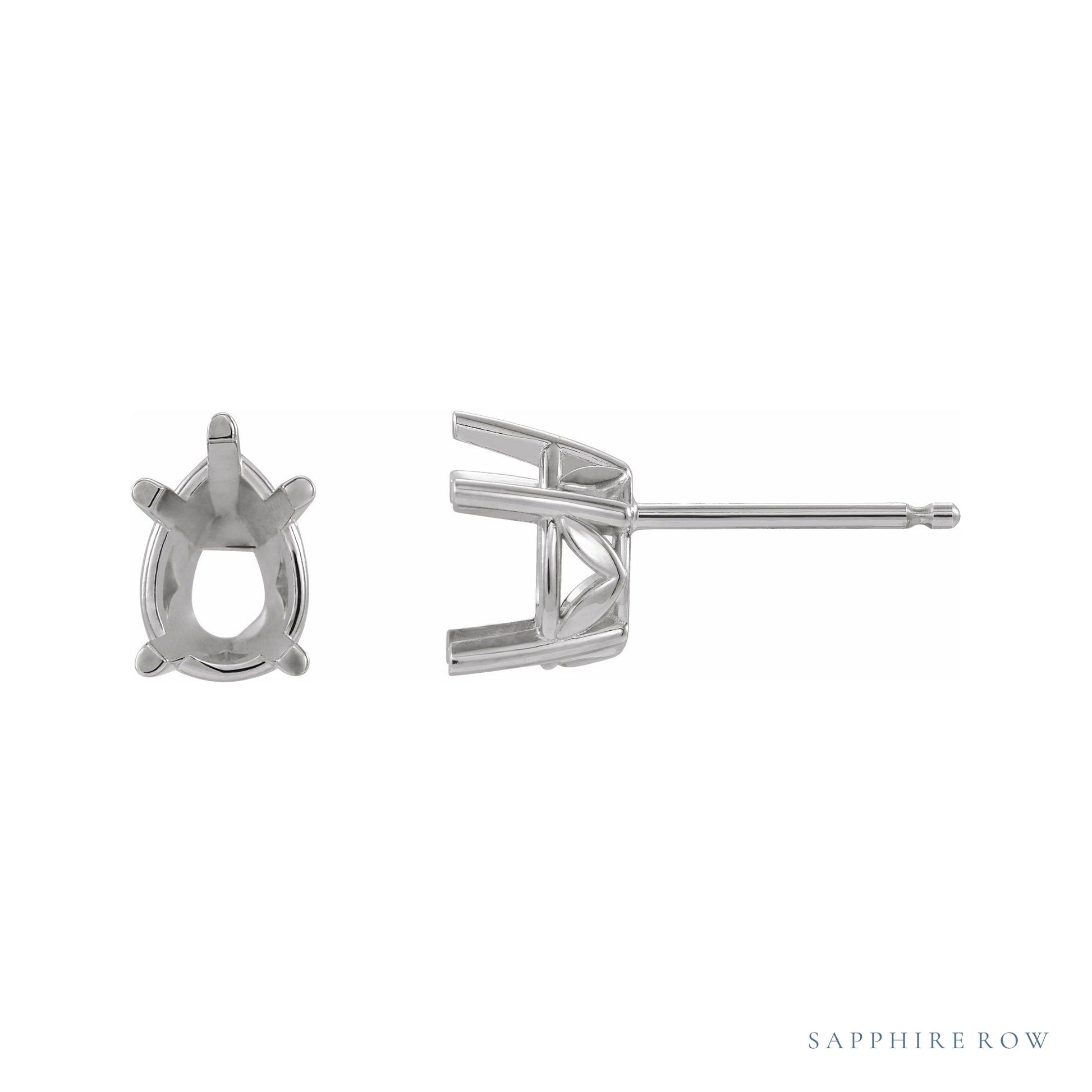 Sapphire Row Pear 5-Prong Floral Earrings setting in Platinum, shown with a center stone (sold separately)