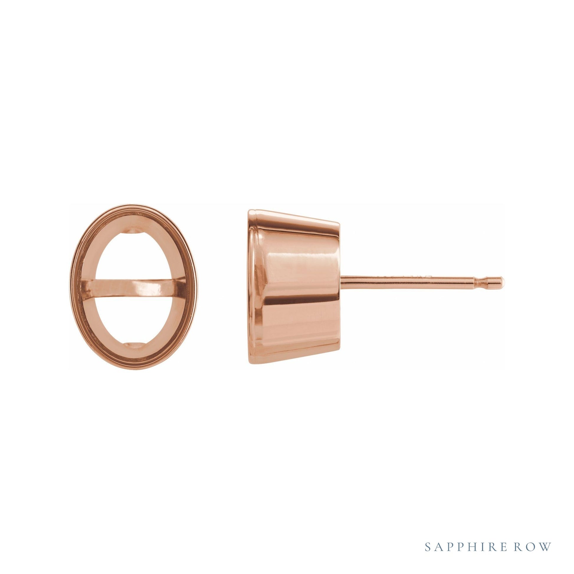 Sapphire Row Tapered Bezel Earrings setting in 14K Rose Gold, shown with a center stone (sold separately)