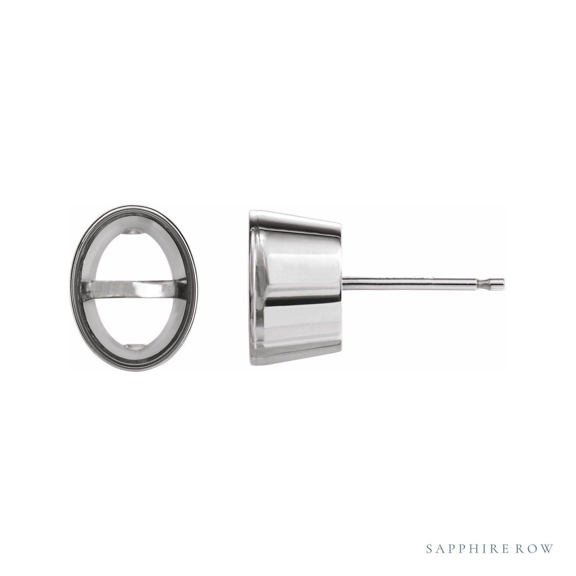 Sapphire Row Tapered Bezel Earrings setting in 14K White Gold, shown with a center stone (sold separately)