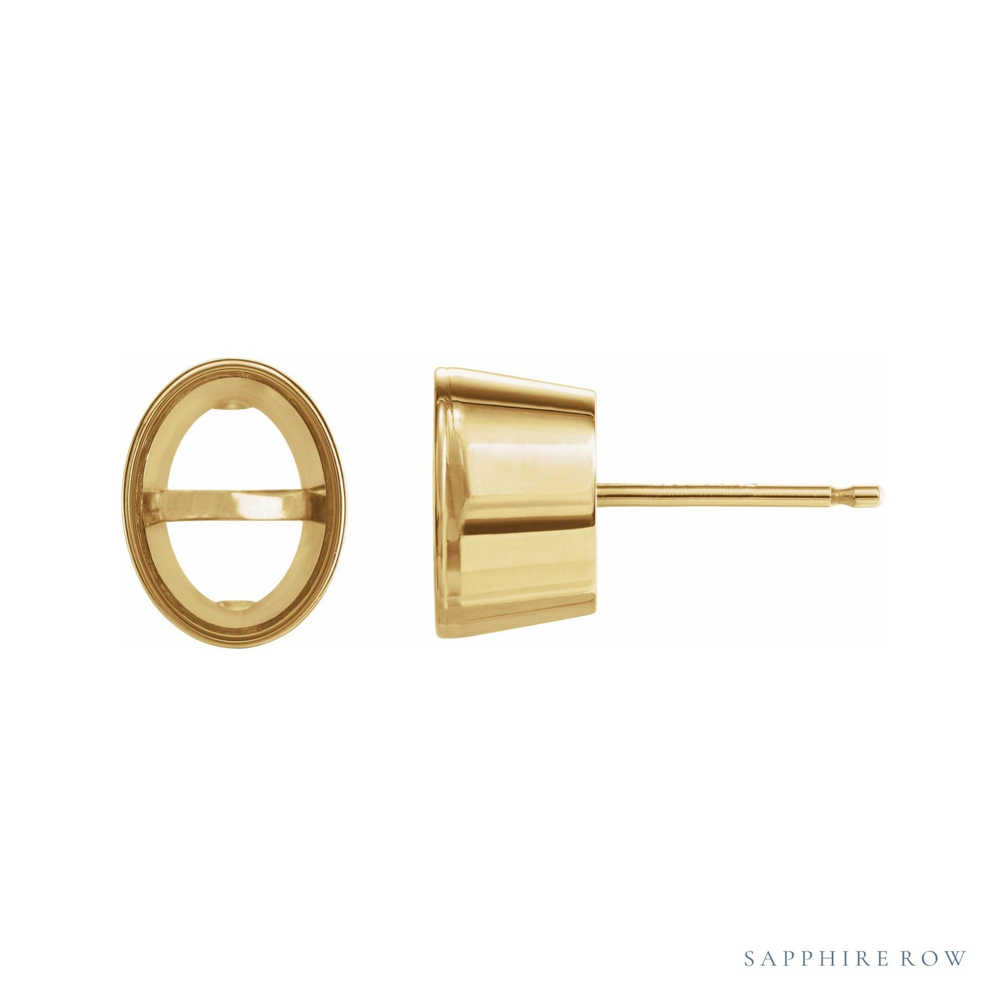 Sapphire Row Tapered Bezel Earrings setting in 14K Yellow Gold, shown with a center stone (sold separately)