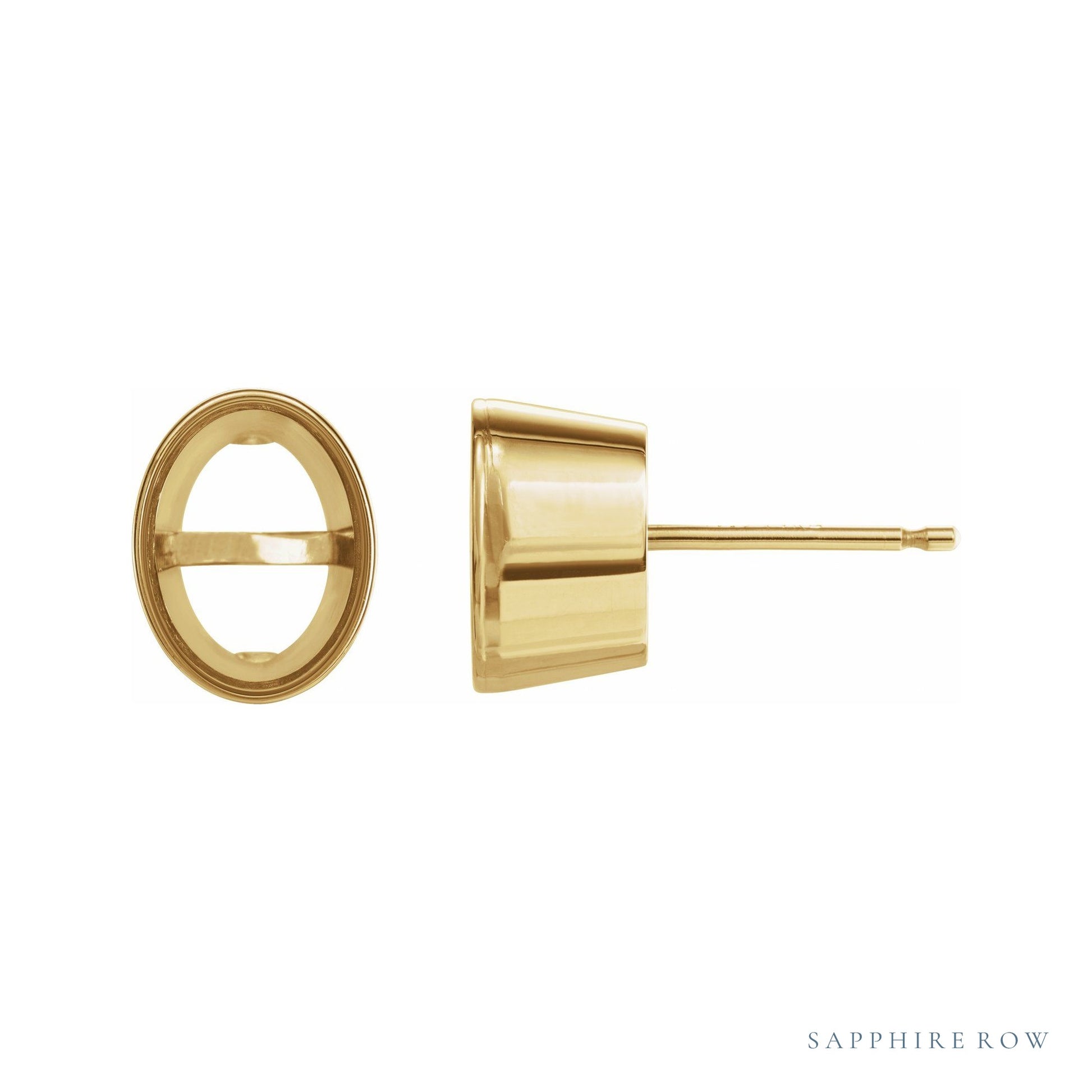 Sapphire Row Tapered Bezel Earrings setting in 14K Yellow Gold, shown with a center stone (sold separately)