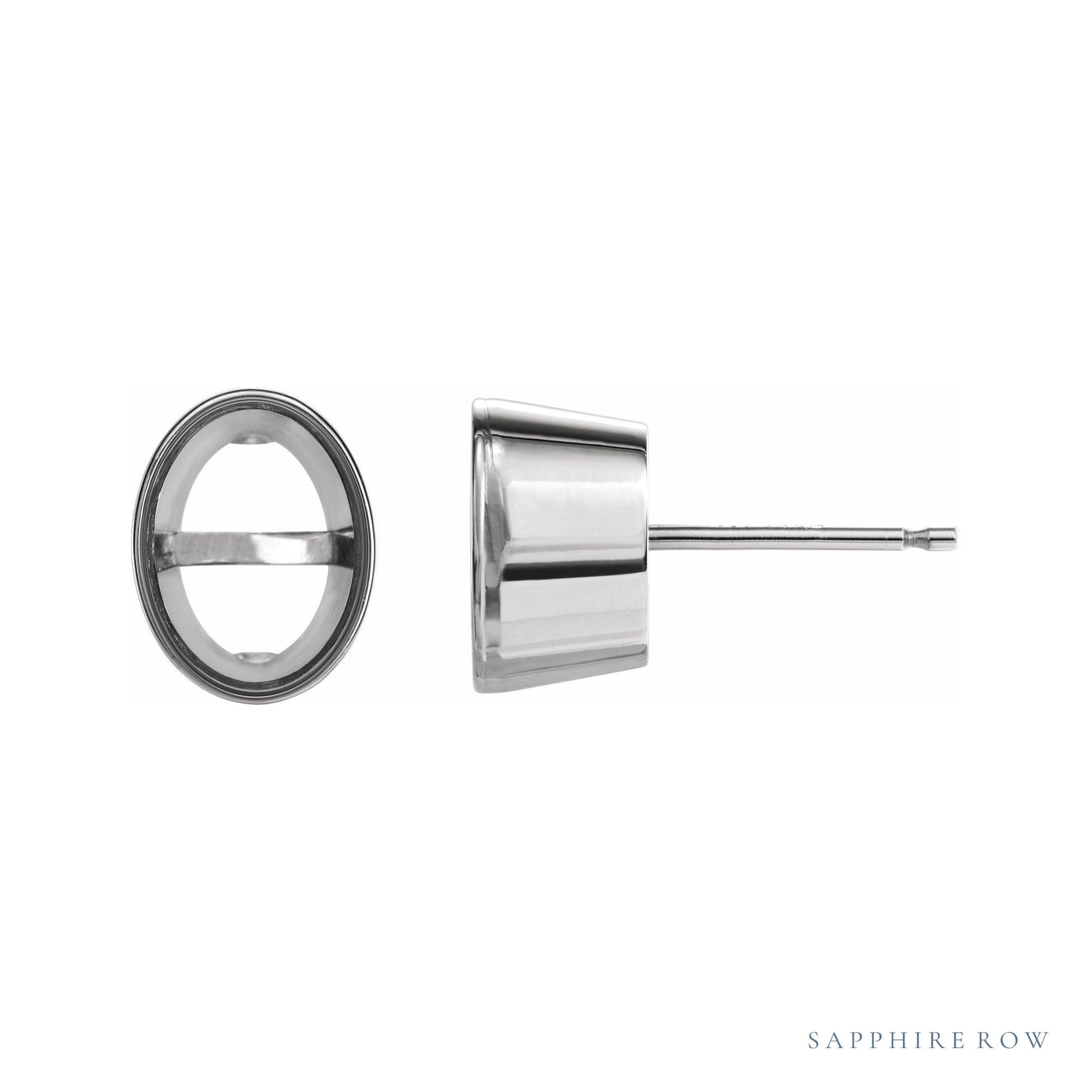 Sapphire Row Tapered Bezel Earrings setting in Platinum, shown with a center stone (sold separately)