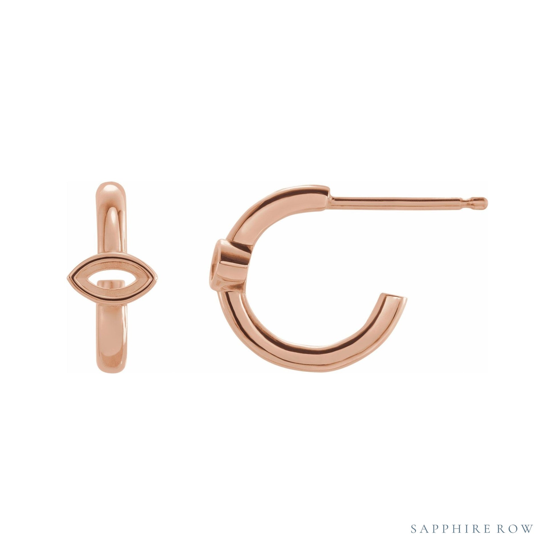 Sapphire Row Accented Huggie Earrings setting in 14K Rose Gold, shown with a center stone (sold separately)