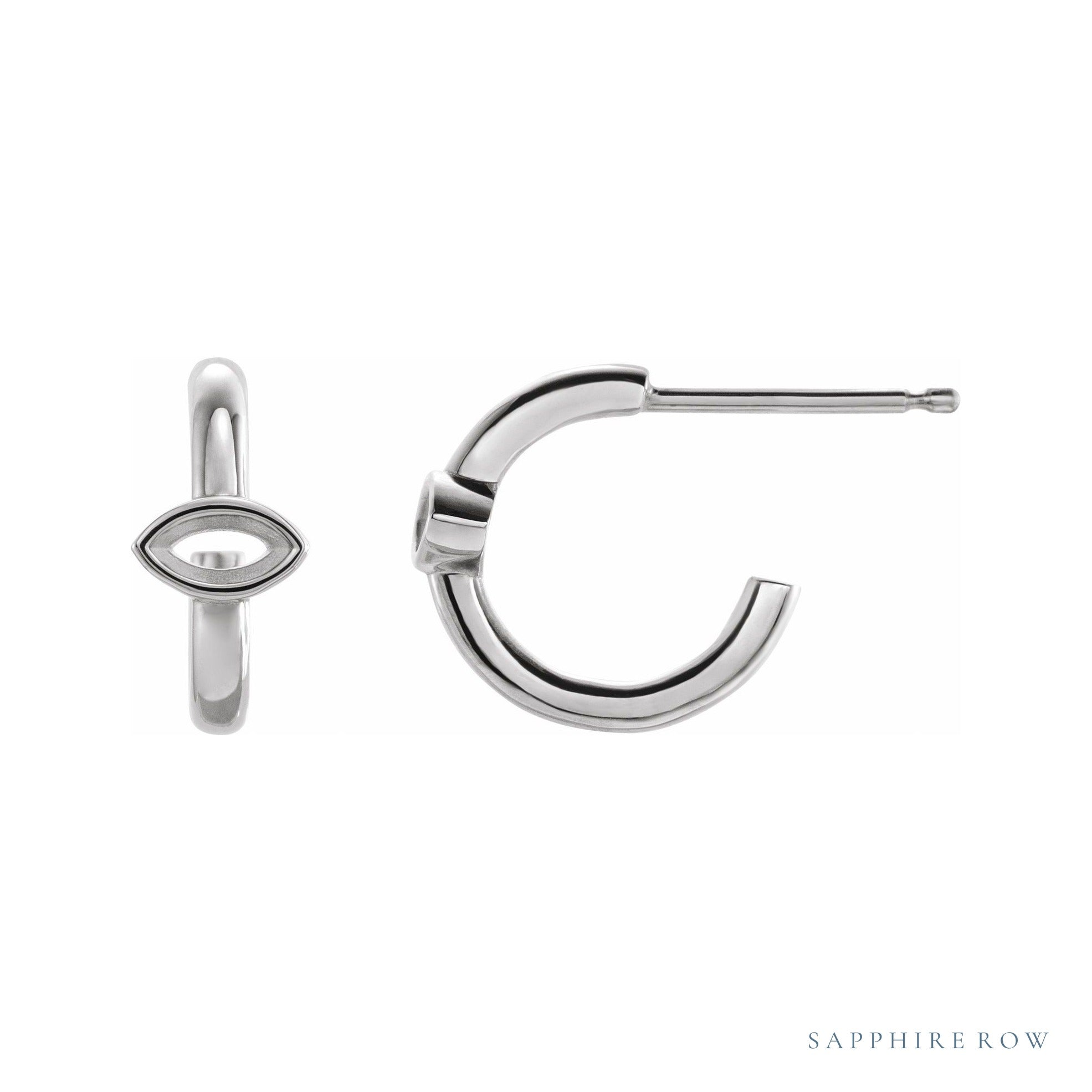 Sapphire Row Accented Huggie Earrings setting in 14K White Gold, shown with a center stone (sold separately)