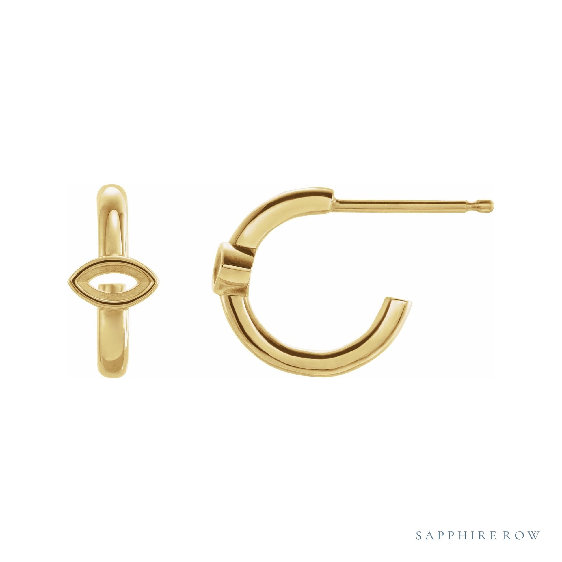 Sapphire Row Accented Huggie Earrings setting in 14K Yellow Gold, shown with a center stone (sold separately)