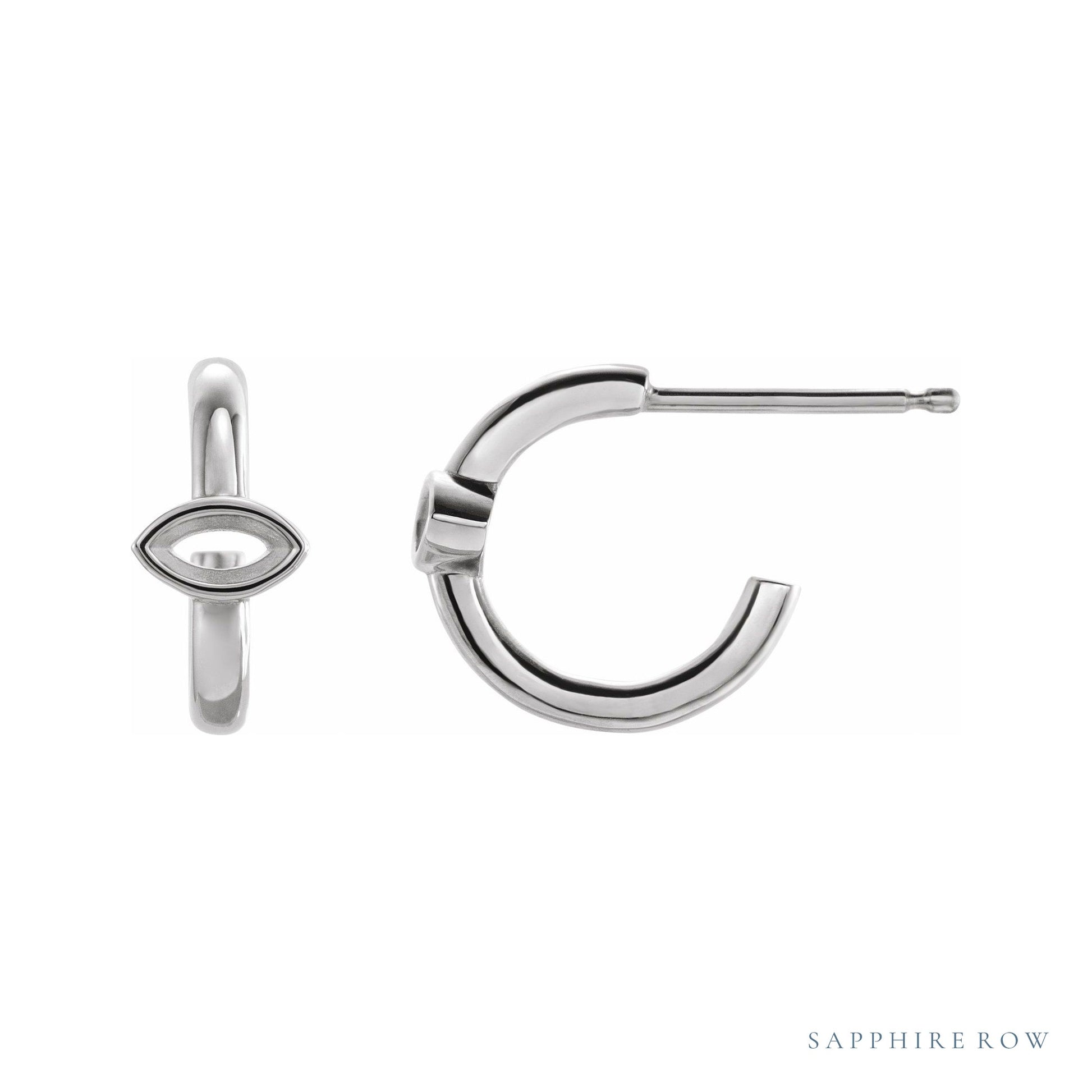 Sapphire Row Accented Huggie Earrings setting in Platinum, shown with a center stone (sold separately)