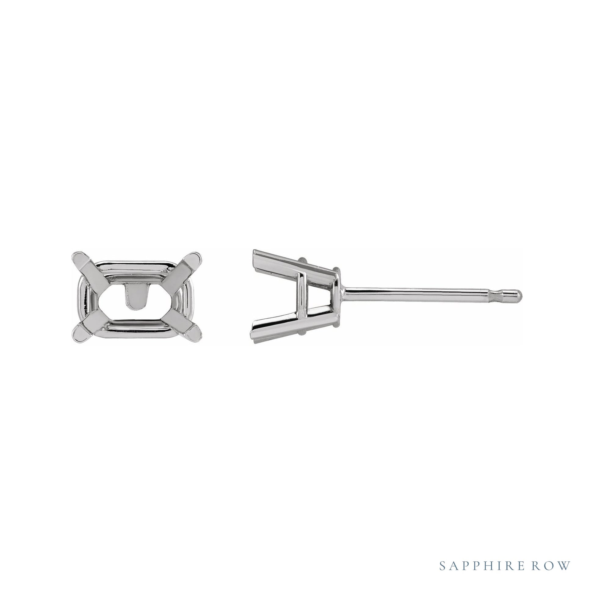 Sapphire Row Emerald 4-Prong Stud Earrings setting in Platinum, shown with a center stone (sold separately)
