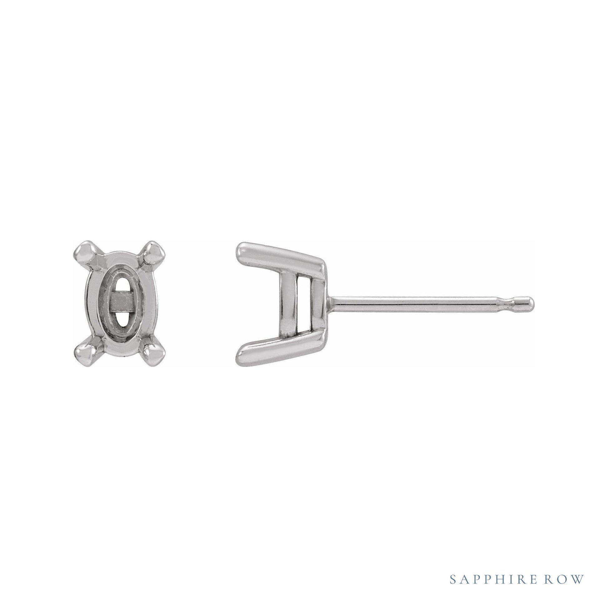 Sapphire Row Oval 4-Prong Rose-Cut Stud Earrings setting in Platinum, shown with a center stone (sold separately)