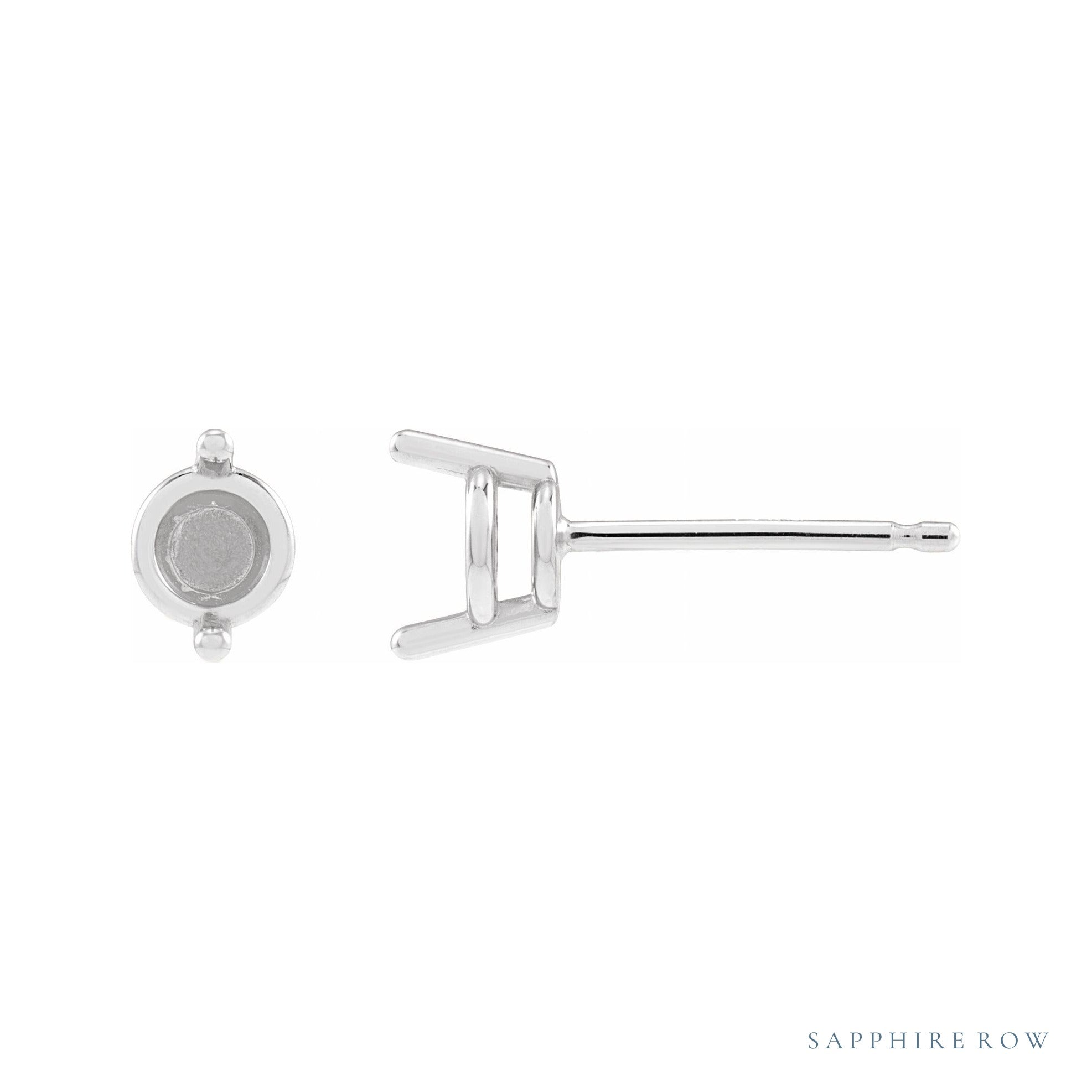 Sapphire Row Round 2-Prong Stud Earrings setting in 14K White Gold, shown with a center stone (sold separately)