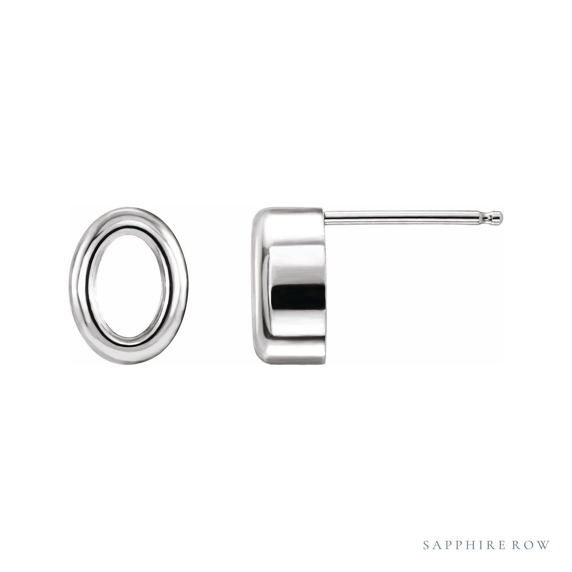 Sapphire Row Oval Back-Set Bezel Earrings setting in 14K White Gold, shown with a center stone (sold separately)
