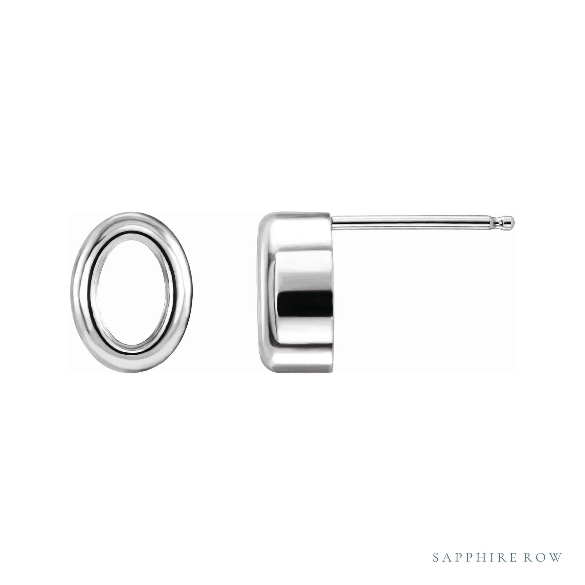 Sapphire Row Oval Back-Set Bezel Earrings setting in Platinum, shown with a center stone (sold separately)