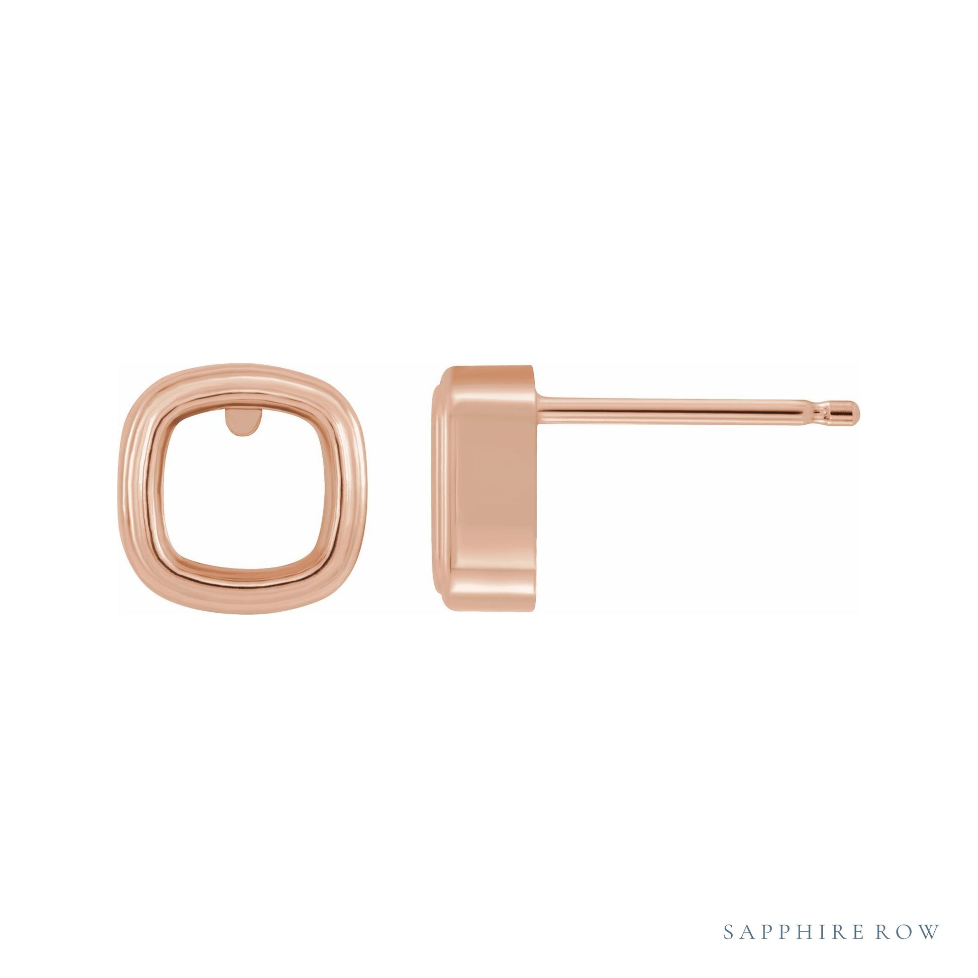 Sapphire Row Cushion Bezel-Set Earrings setting in 14K Rose Gold, shown with a center stone (sold separately)