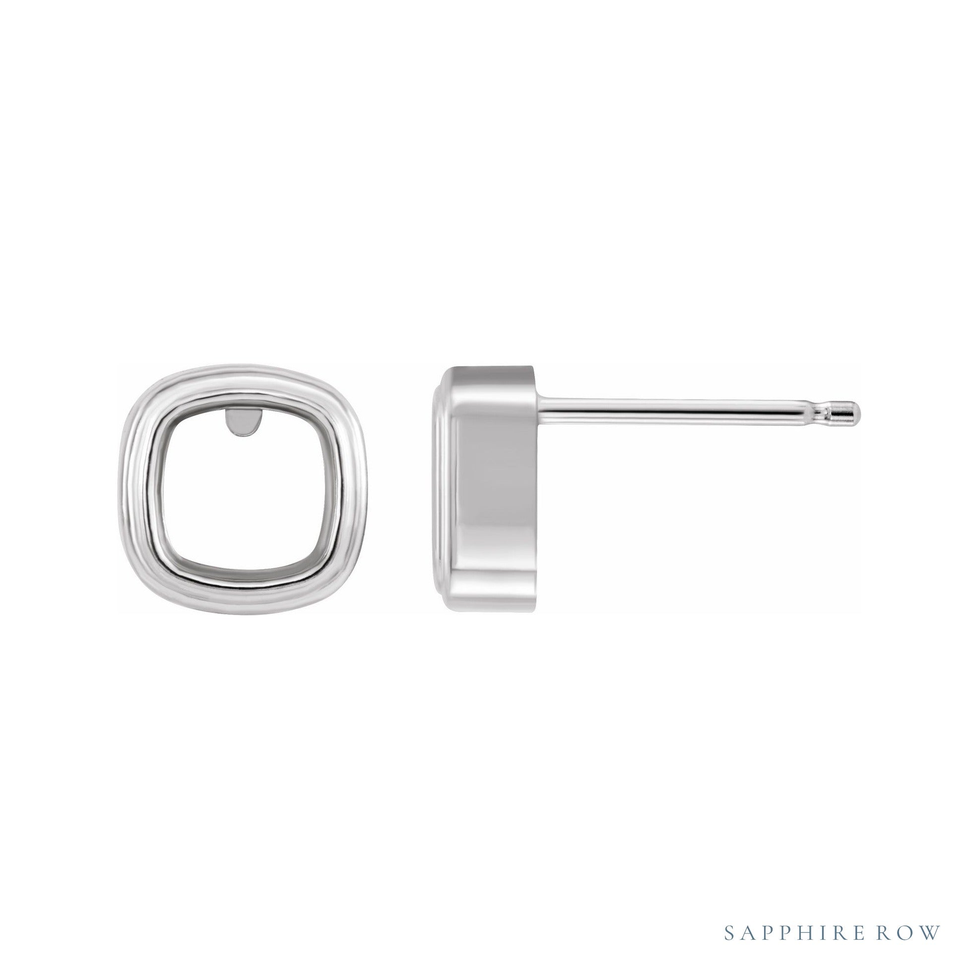 Sapphire Row Cushion Bezel-Set Earrings setting in 14K White Gold, shown with a center stone (sold separately)