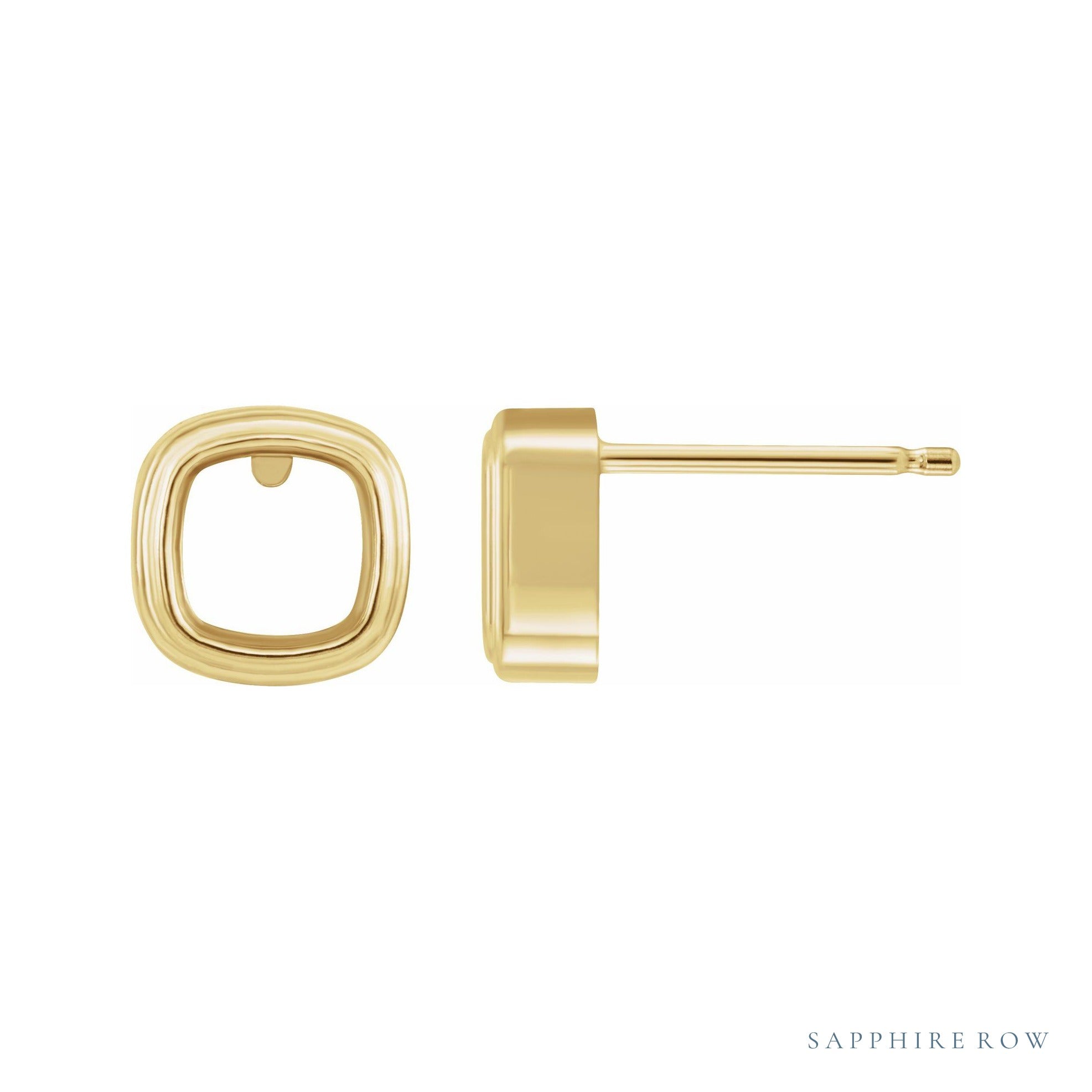 Sapphire Row Cushion Bezel-Set Earrings setting in 14K Yellow Gold, shown with a center stone (sold separately)