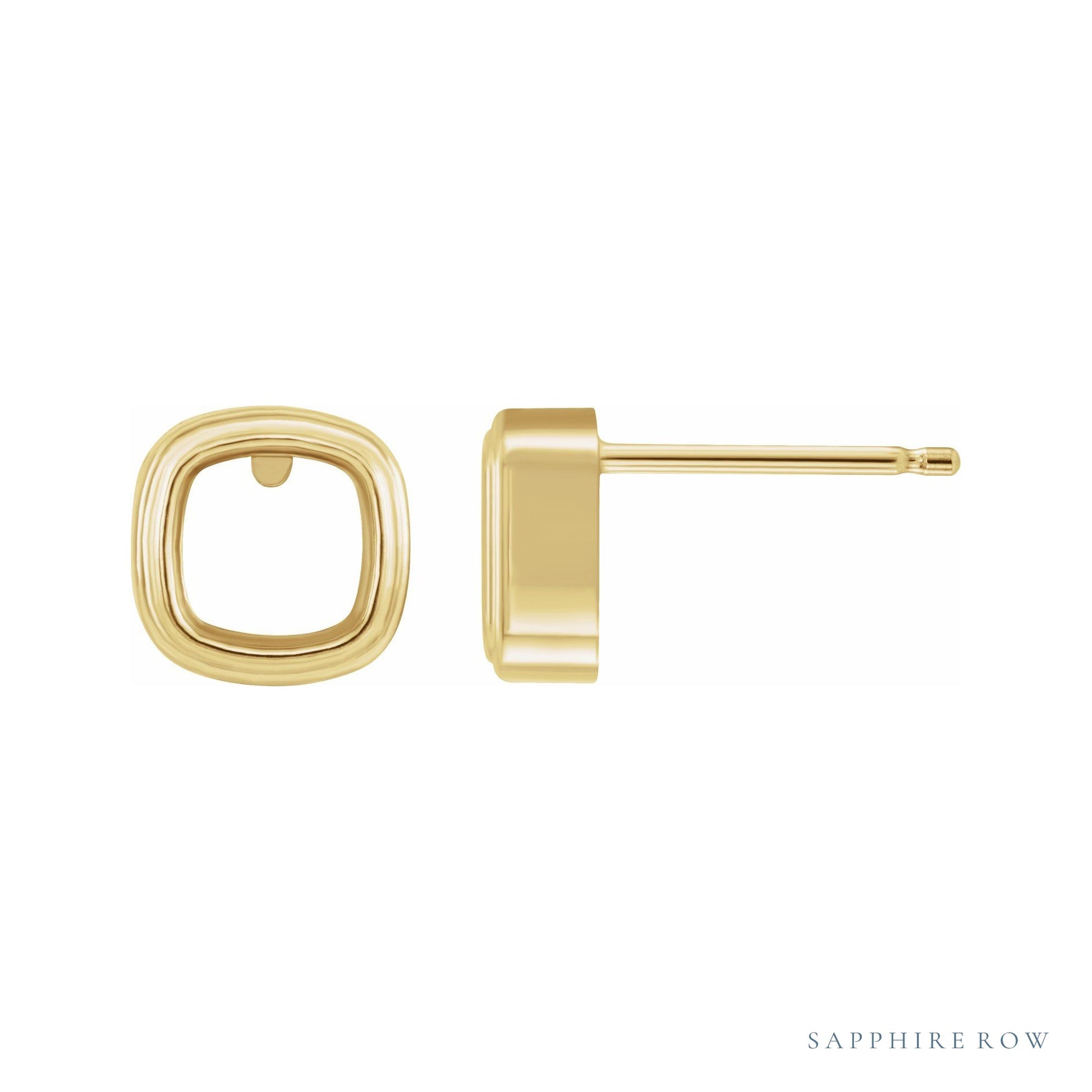 Sapphire Row Cushion Bezel-Set Earrings setting in 14K Yellow Gold, shown with a center stone (sold separately)