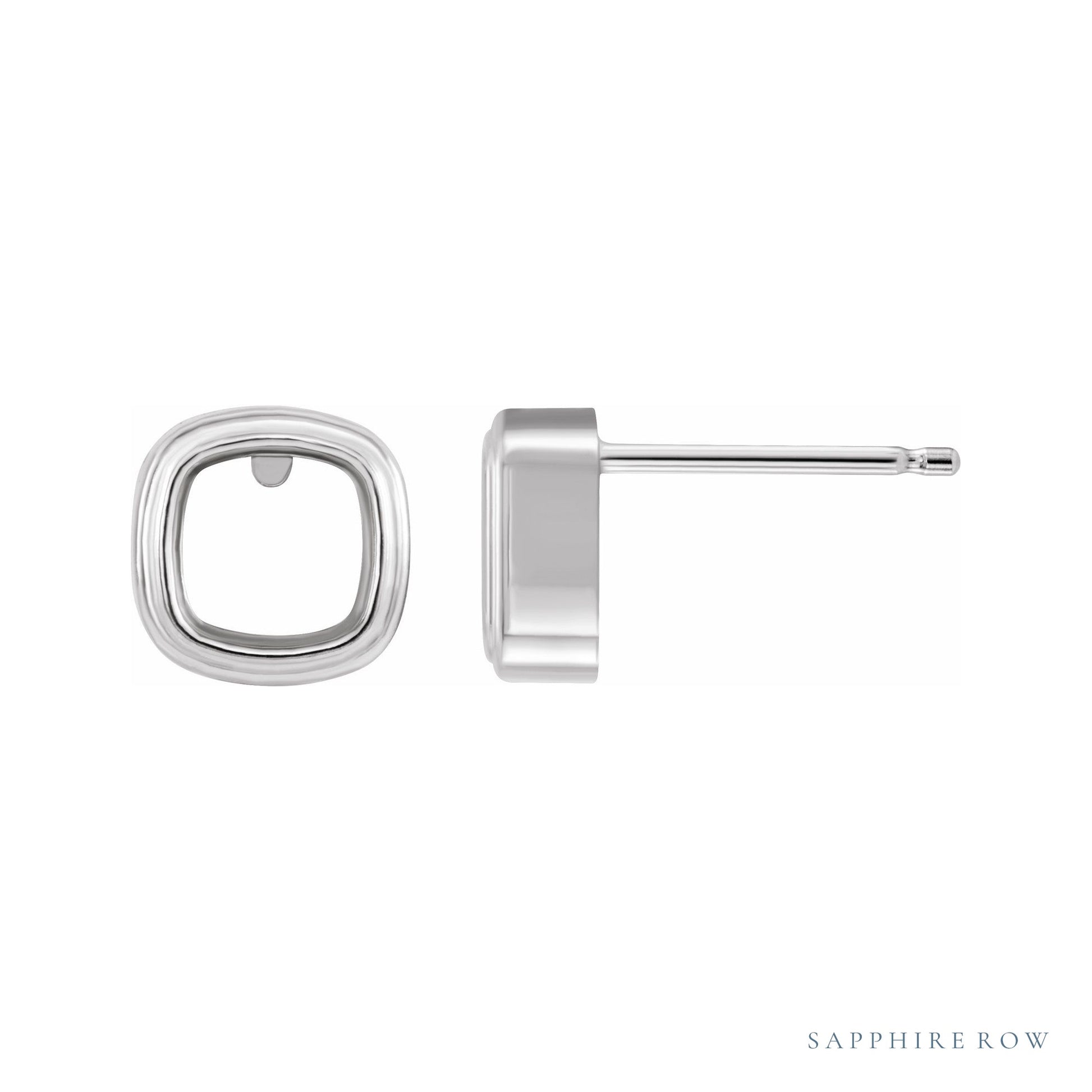 Sapphire Row Cushion Bezel-Set Earrings setting in Platinum, shown with a center stone (sold separately)