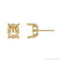 Sapphire Row Elongated Cushion 4-Prong Fleur-de-lis Earrings setting in 14K Yellow Gold, shown with a center stone (sold separately)