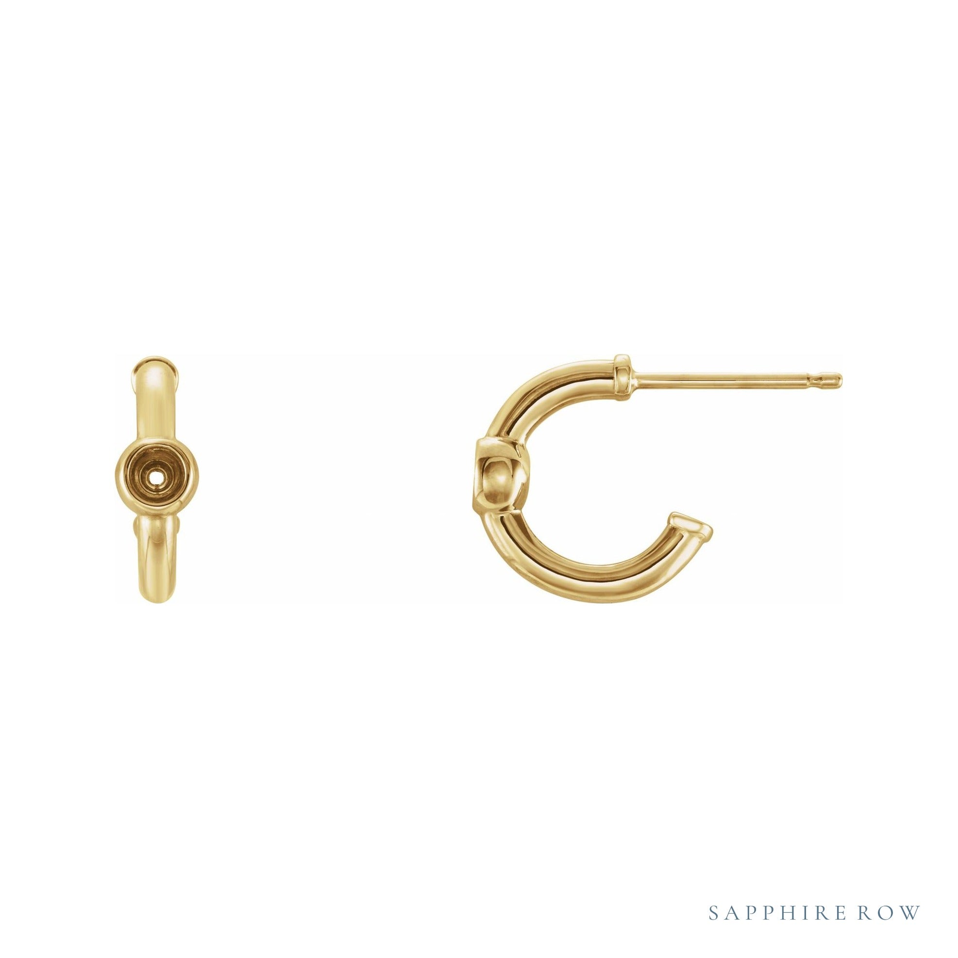 Sapphire Row Bezel-Set Huggie Earrings setting in 14K Yellow Gold, shown with a center stone (sold separately)