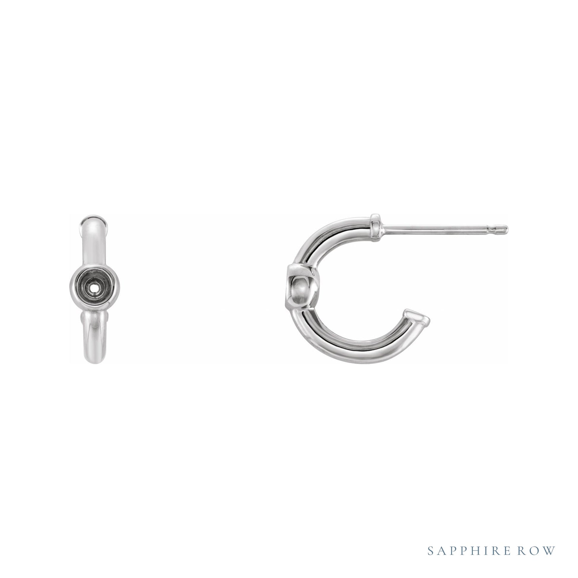 Sapphire Row Bezel-Set Huggie Earrings setting in Platinum, shown with a center stone (sold separately)
