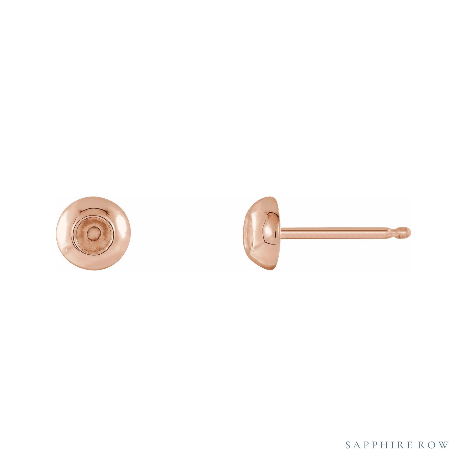 Sapphire Row Round Bezel-Set Stud Earrings setting in 14K Rose Gold, shown with a center stone (sold separately)