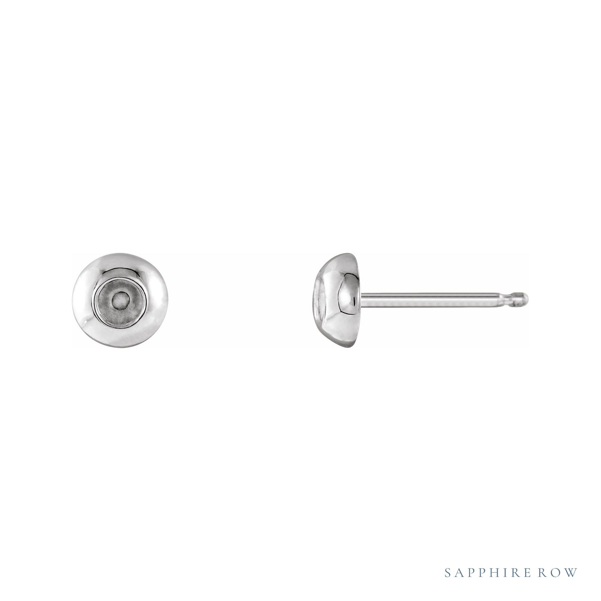 Sapphire Row Round Bezel-Set Stud Earrings setting in 14K White Gold, shown with a center stone (sold separately)
