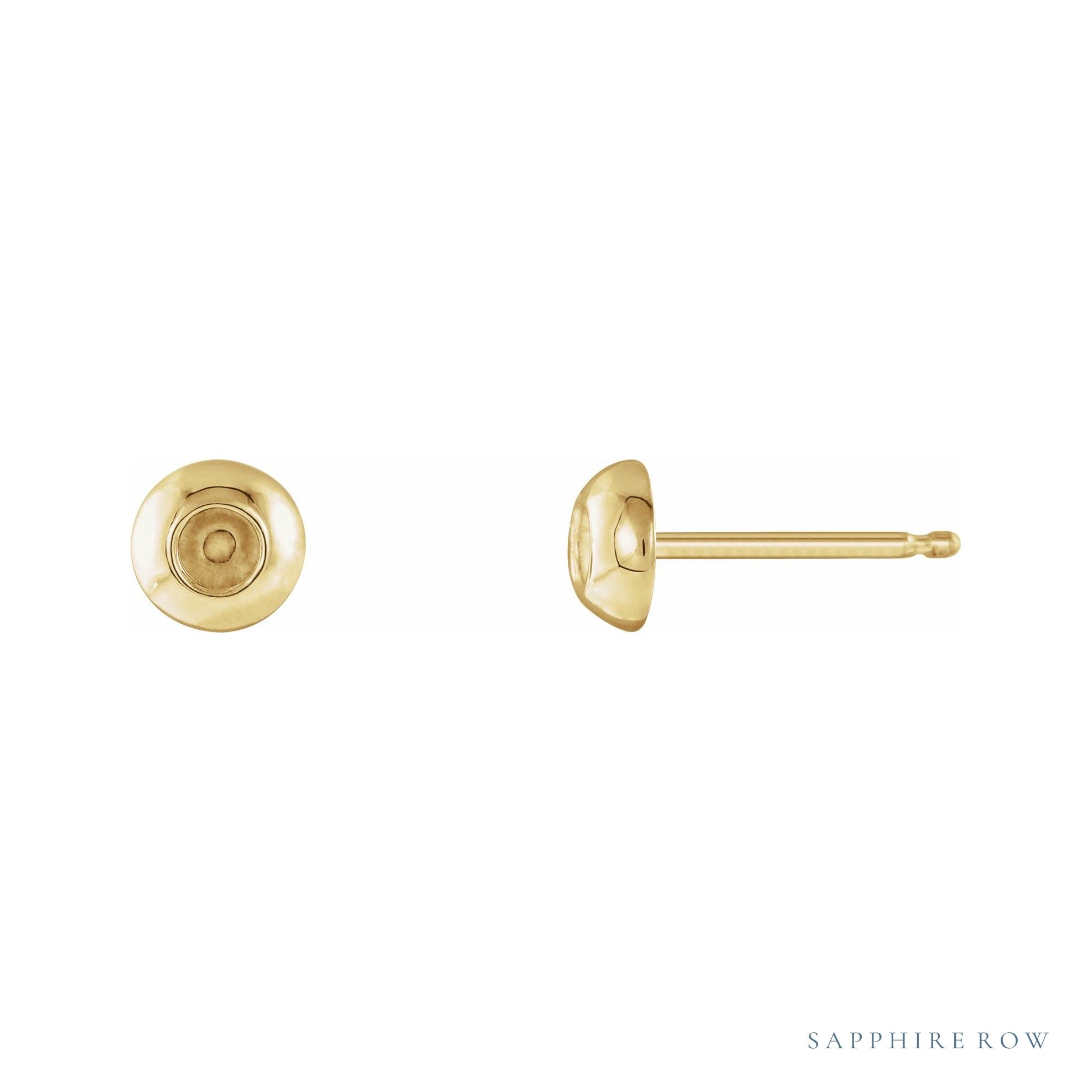 Sapphire Row Round Bezel-Set Stud Earrings setting in 14K Yellow Gold, shown with a center stone (sold separately)