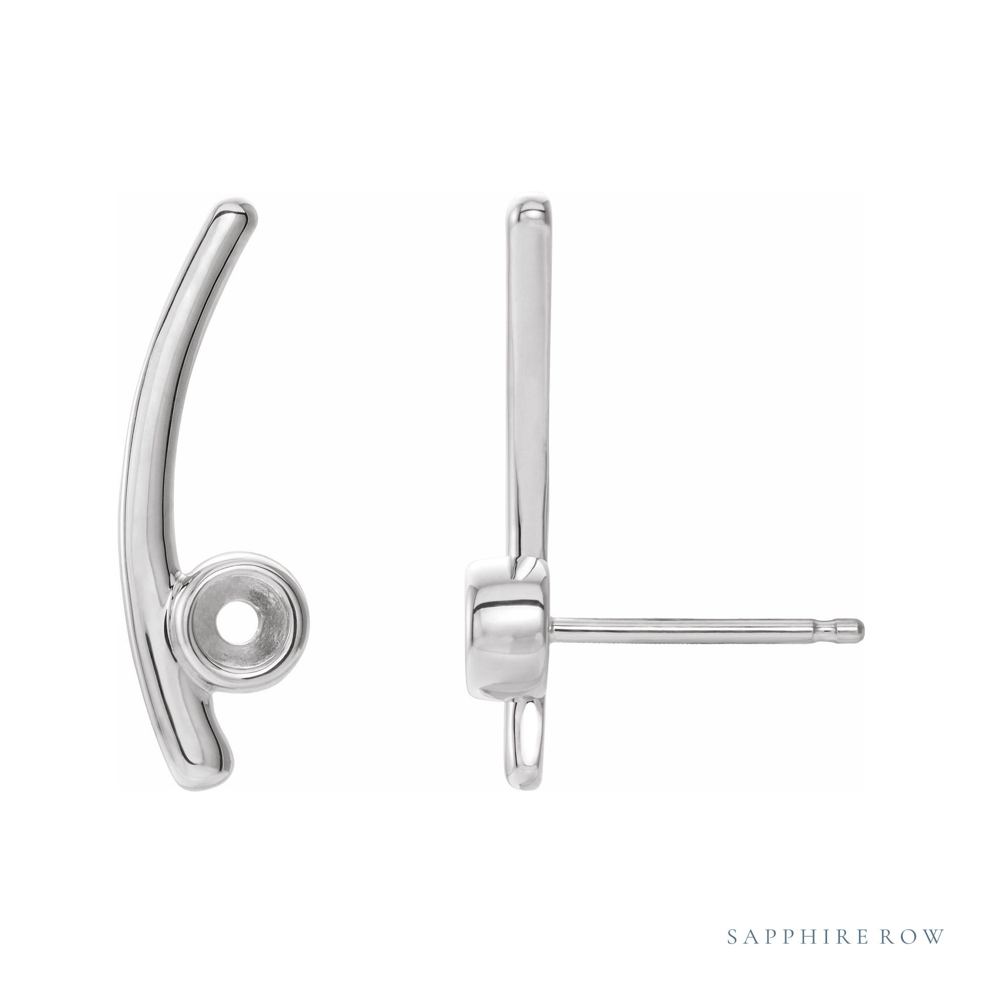 Sapphire Row Bezel-Set Ear Climbers Earrings setting in 14K White Gold, shown with a center stone (sold separately)