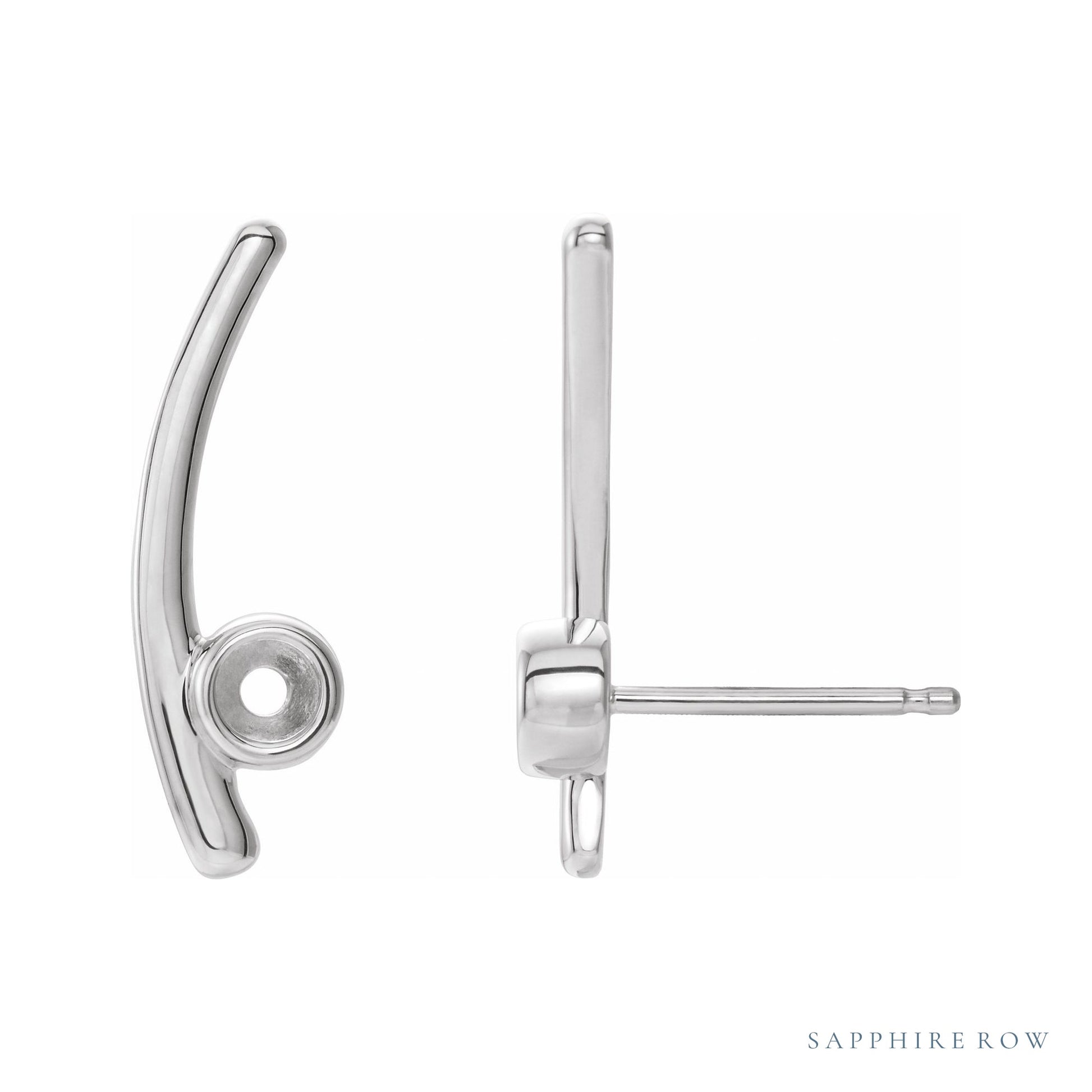 Sapphire Row Bezel-Set Ear Climbers Earrings setting in Platinum, shown with a center stone (sold separately)