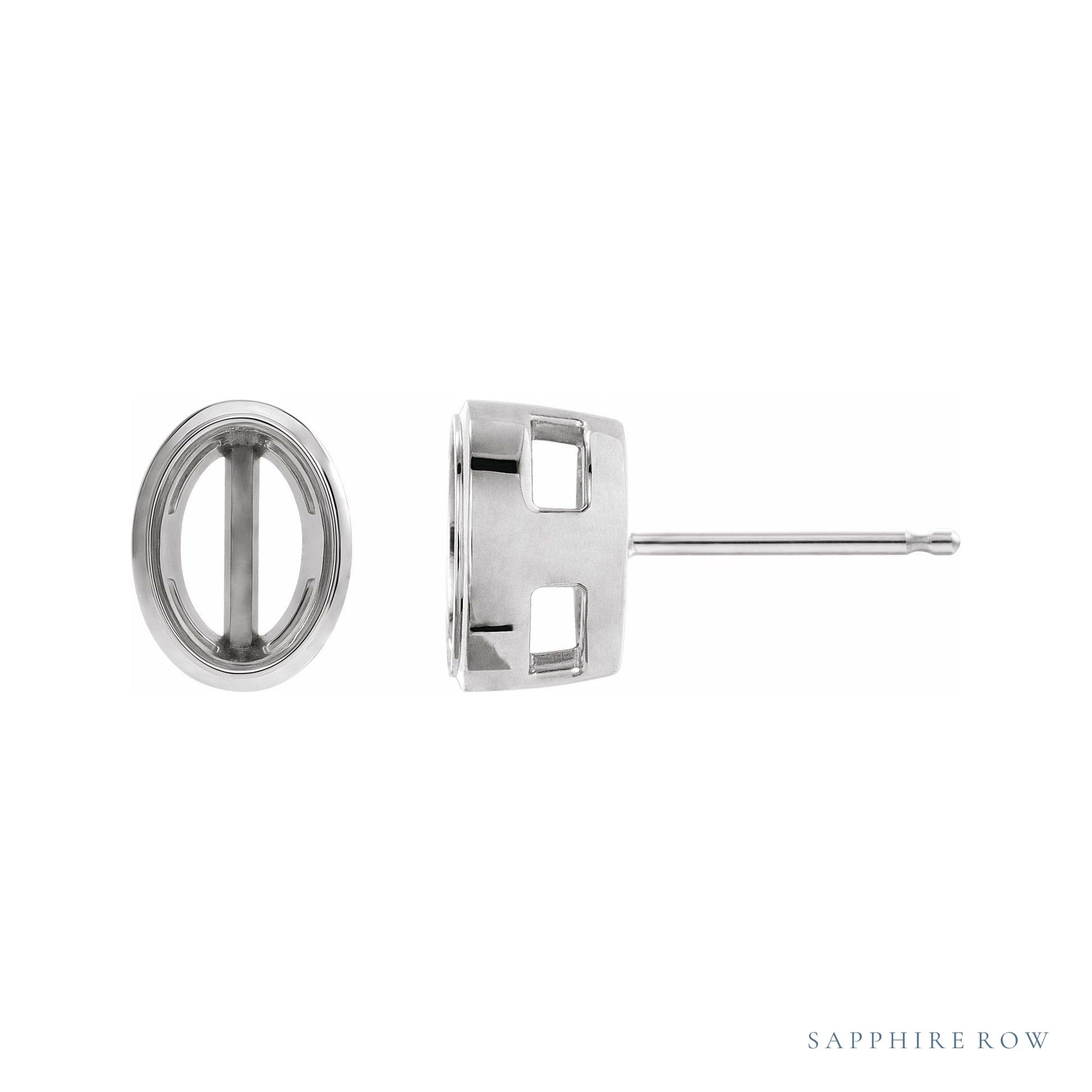 Sapphire Row Oval Tapered Bezel-Set Earrings setting in 14K White Gold, shown with a center stone (sold separately)