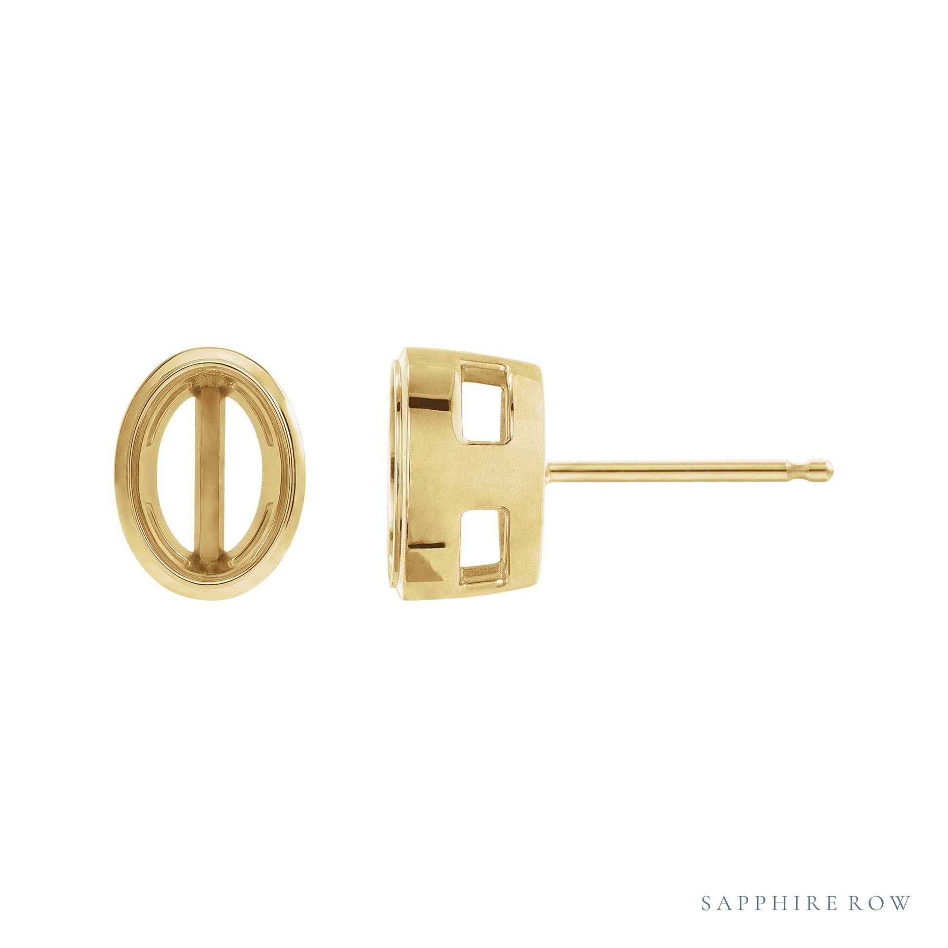 Sapphire Row Oval Tapered Bezel-Set Earrings setting in 14K Yellow Gold, shown with a center stone (sold separately)