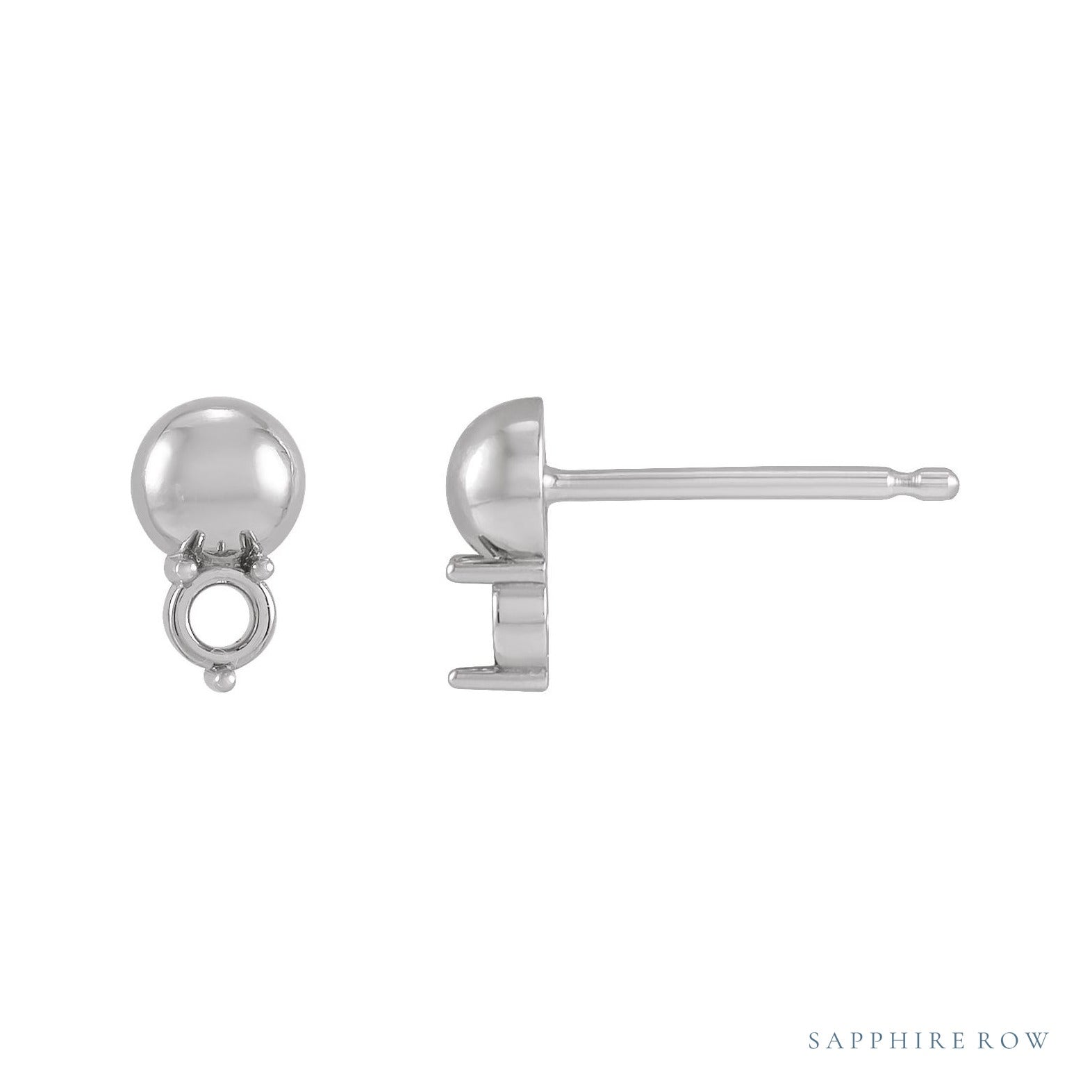 Sapphire Row Accented Bead Earrings setting in 14K White Gold, shown with a center stone (sold separately)