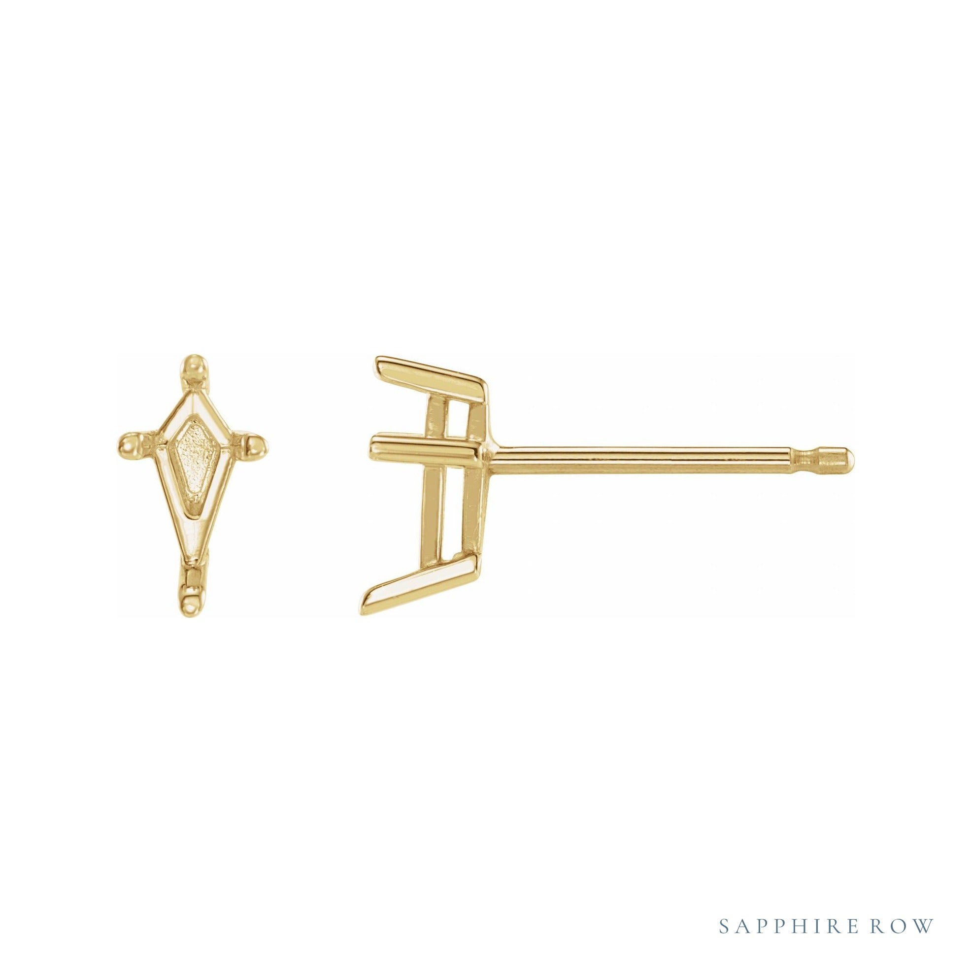 Sapphire Row Kite 4-Prong Stud Earrings setting in 14K Yellow Gold, shown with a center stone (sold separately)