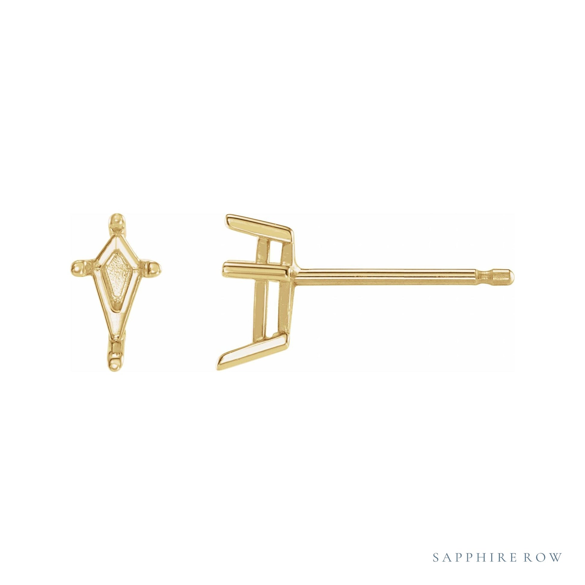 Sapphire Row Kite 4-Prong Stud Earrings setting in 14K Yellow Gold, shown with a center stone (sold separately)