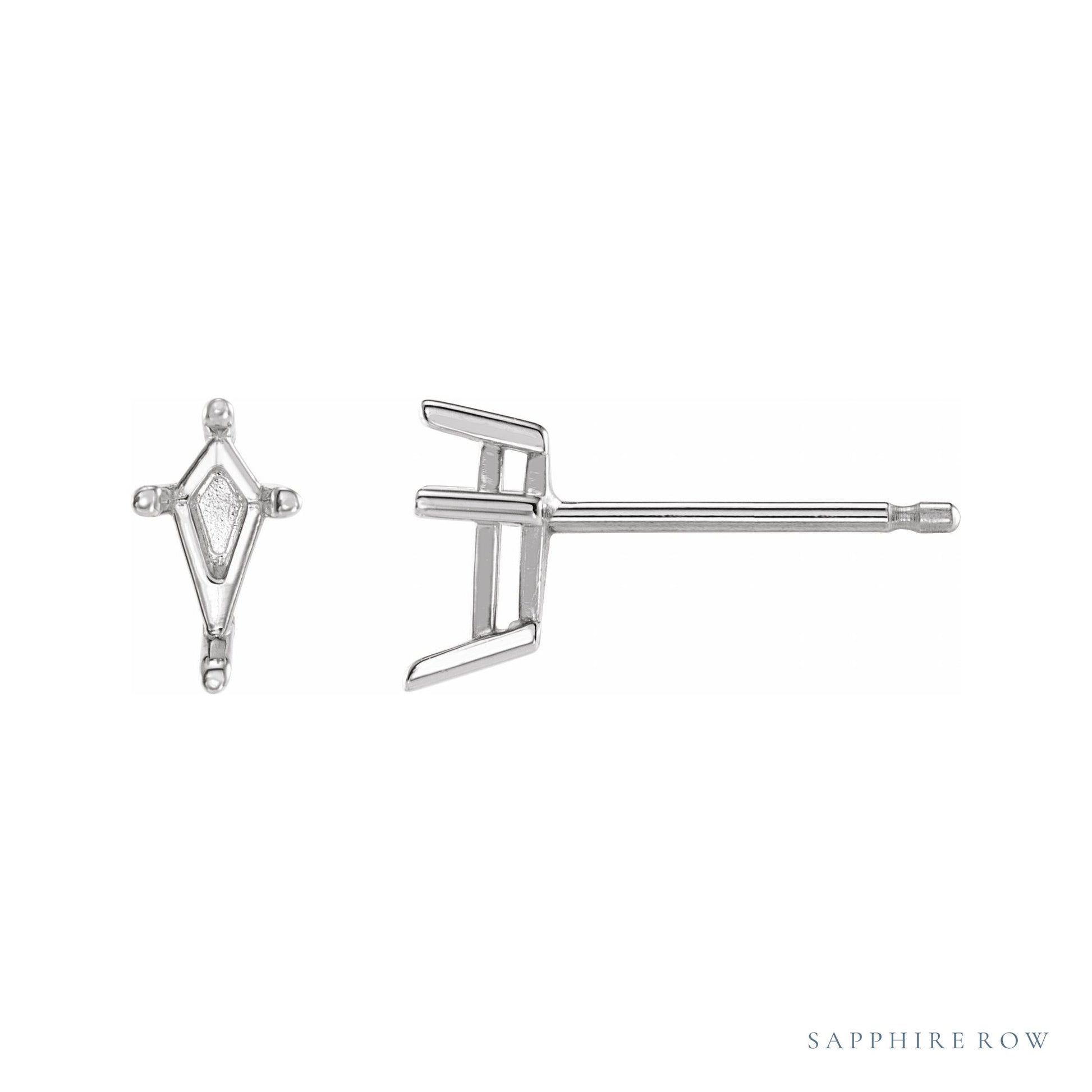 Sapphire Row Kite 4-Prong Stud Earrings setting in Platinum, shown with a center stone (sold separately)