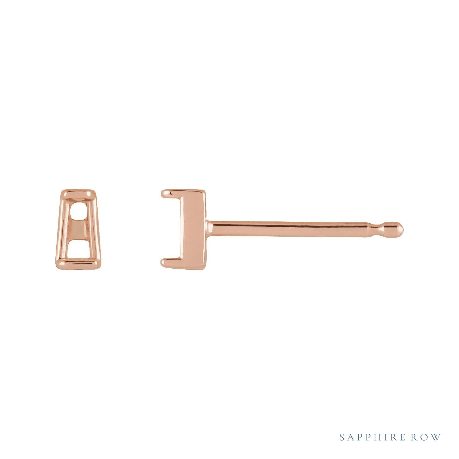 Sapphire Row Tapered Baguette Channel-Set Stud Earrings setting in 14K Rose Gold, shown with a center stone (sold separately)