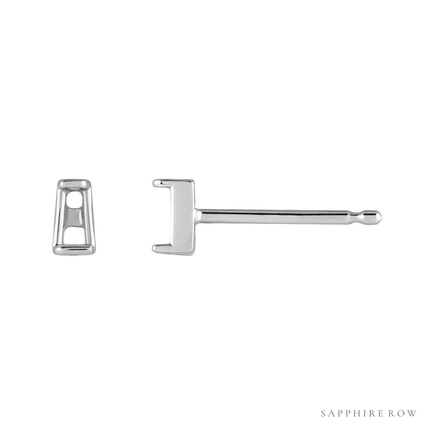 Sapphire Row Tapered Baguette Channel-Set Stud Earrings setting in 14K White Gold, shown with a center stone (sold separately)