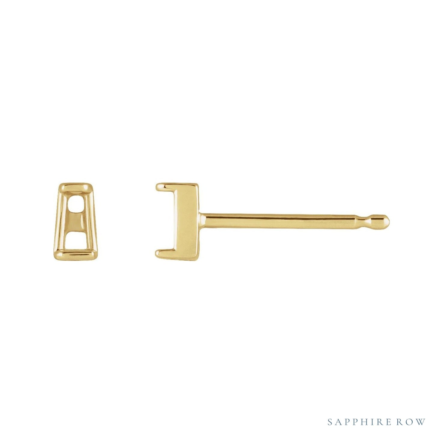 Sapphire Row Tapered Baguette Channel-Set Stud Earrings setting in 14K Yellow Gold, shown with a center stone (sold separately)