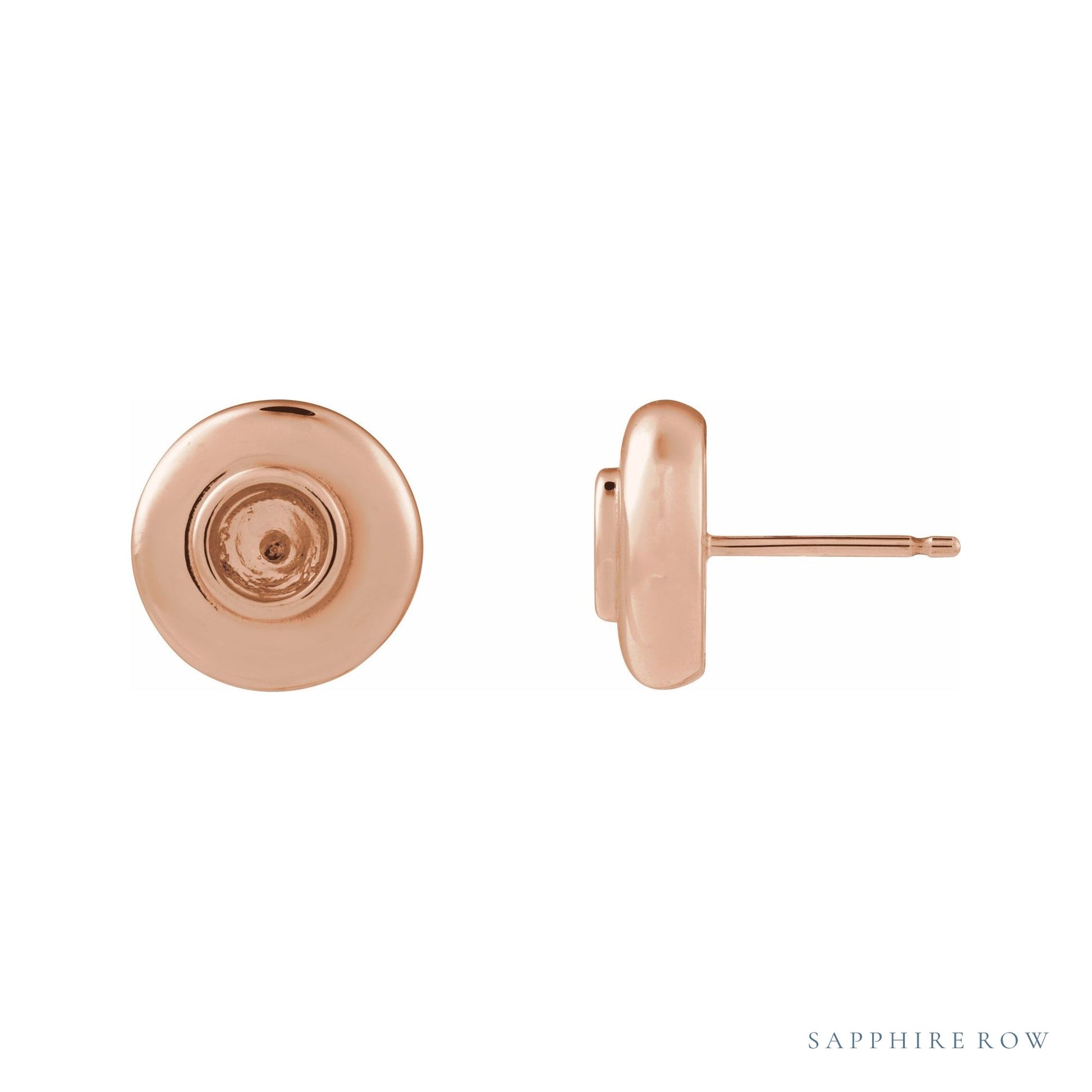 Sapphire Row Bezel-Set Puffed Stud Earrings setting in 14K Rose Gold, shown with a center stone (sold separately)