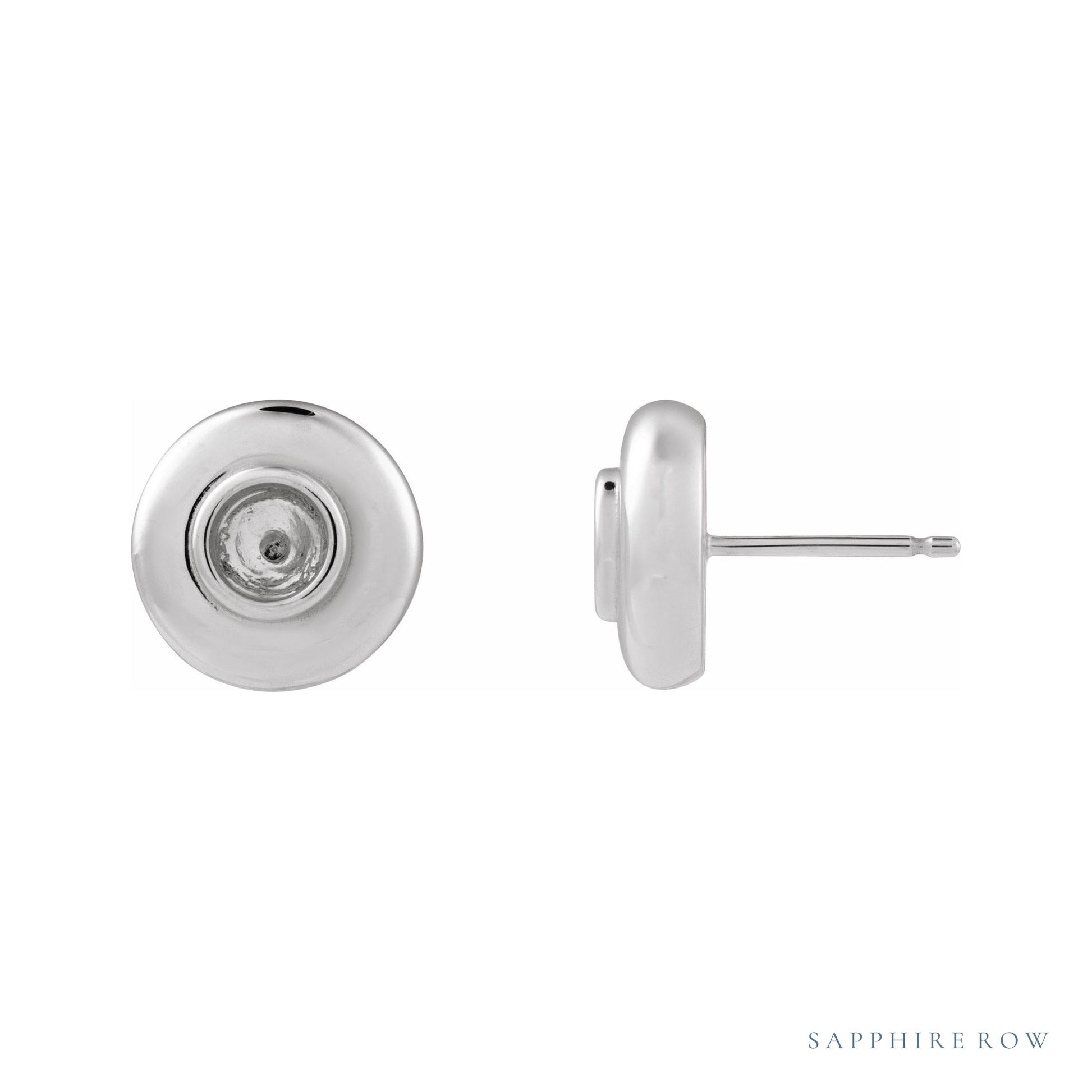 Sapphire Row Bezel-Set Puffed Stud Earrings setting in 14K White Gold, shown with a center stone (sold separately)