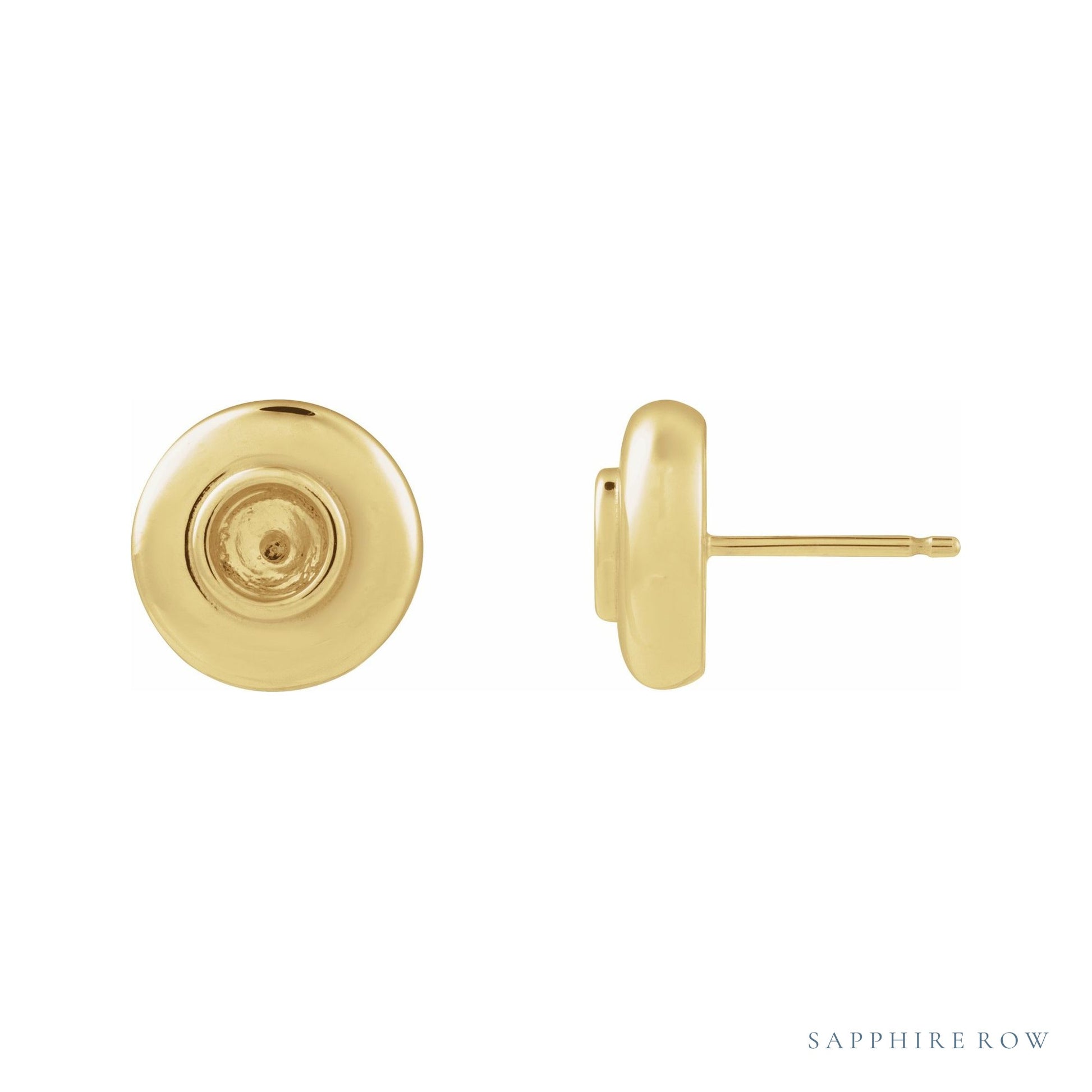 Sapphire Row Bezel-Set Puffed Stud Earrings setting in 14K Yellow Gold, shown with a center stone (sold separately)