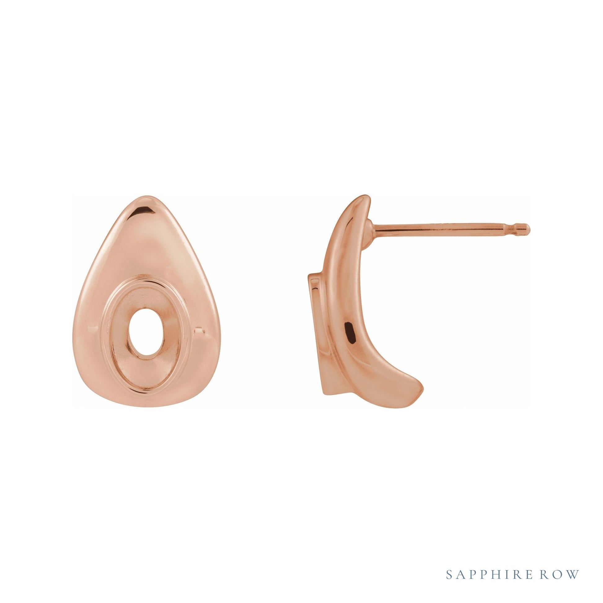 Sapphire Row Pear Bezel Set Earrings setting in 14K Rose Gold, shown with a center stone (sold separately)