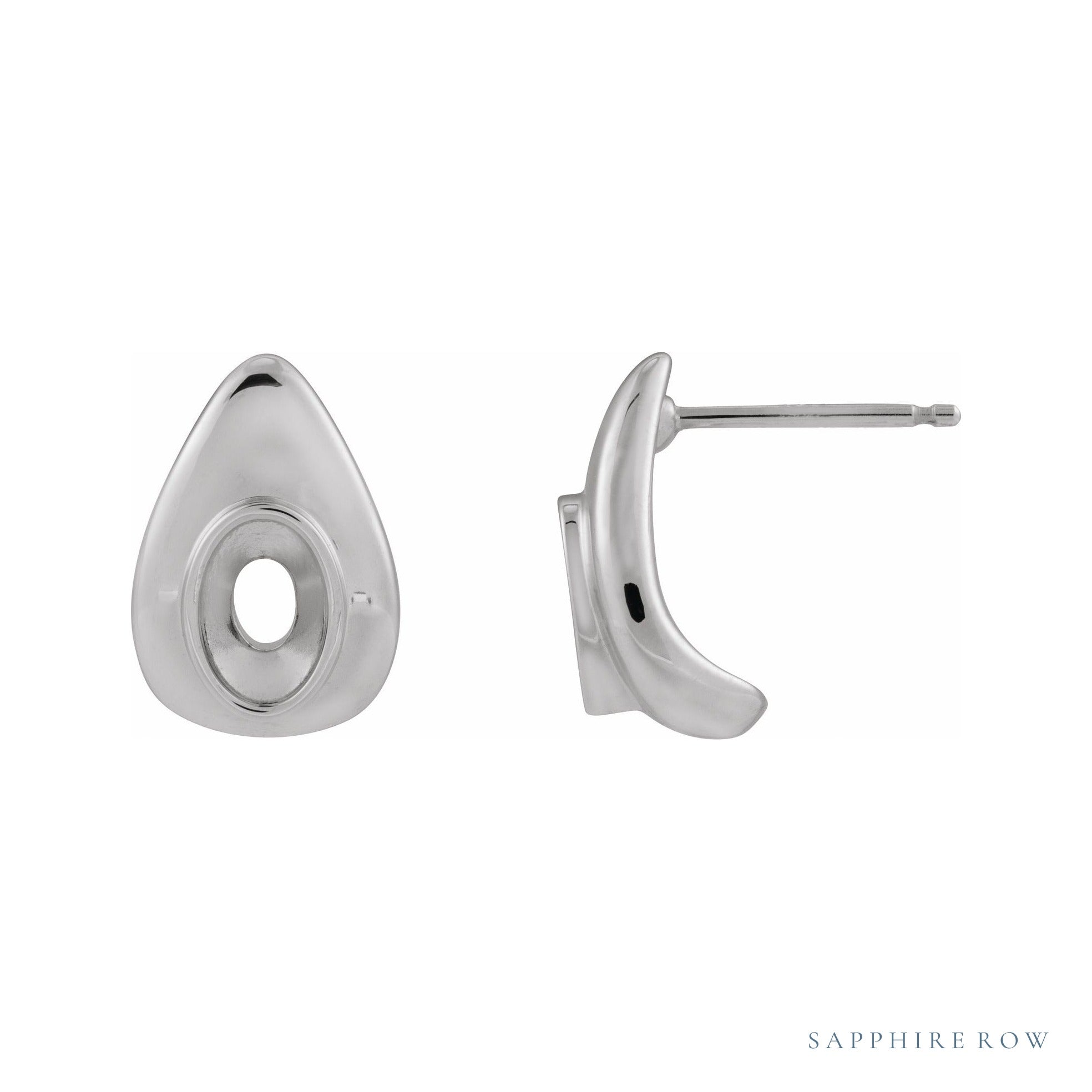 Sapphire Row Pear Bezel Set Earrings setting in 14K White Gold, shown with a center stone (sold separately)
