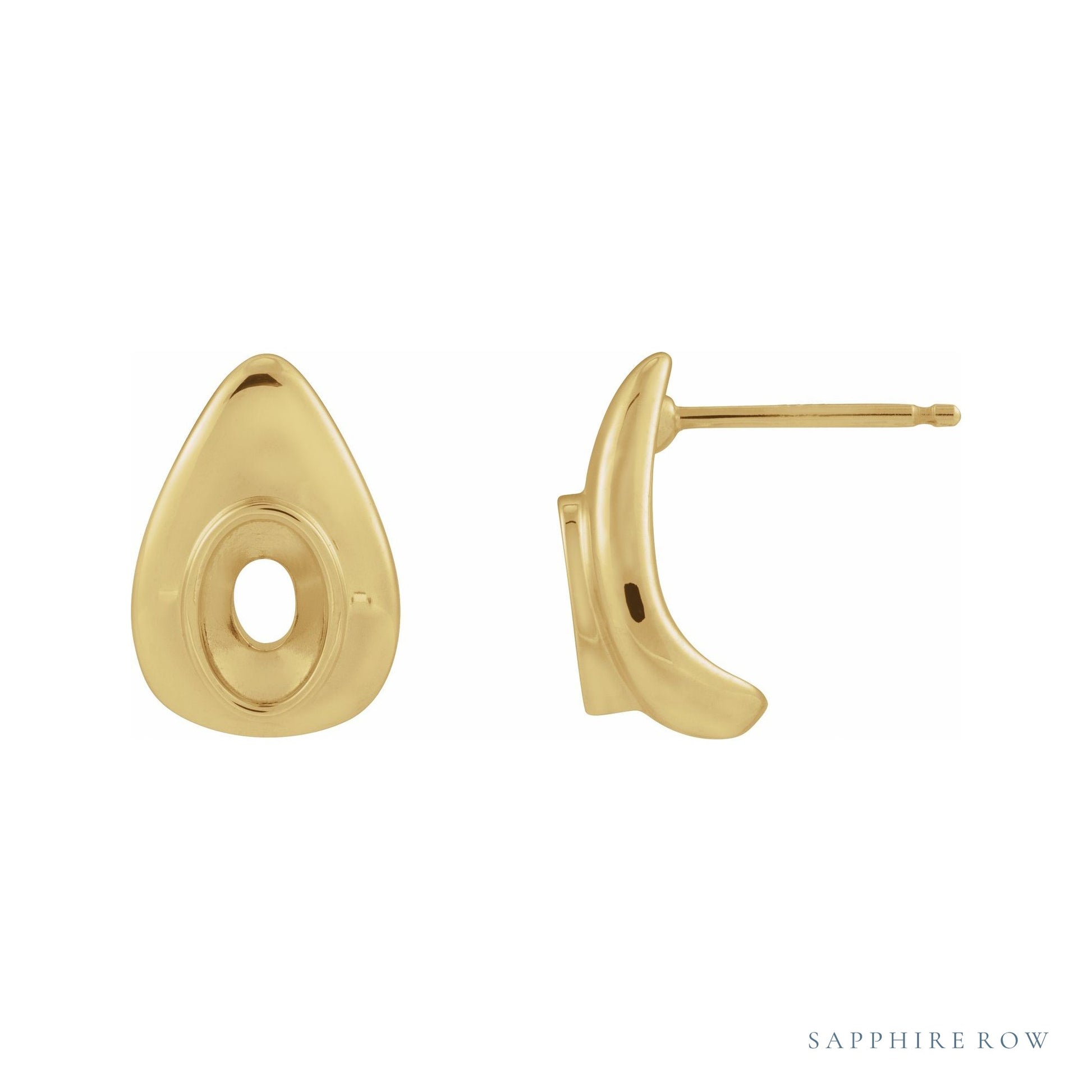 Sapphire Row Pear Bezel Set Earrings setting in 14K Yellow Gold, shown with a center stone (sold separately)