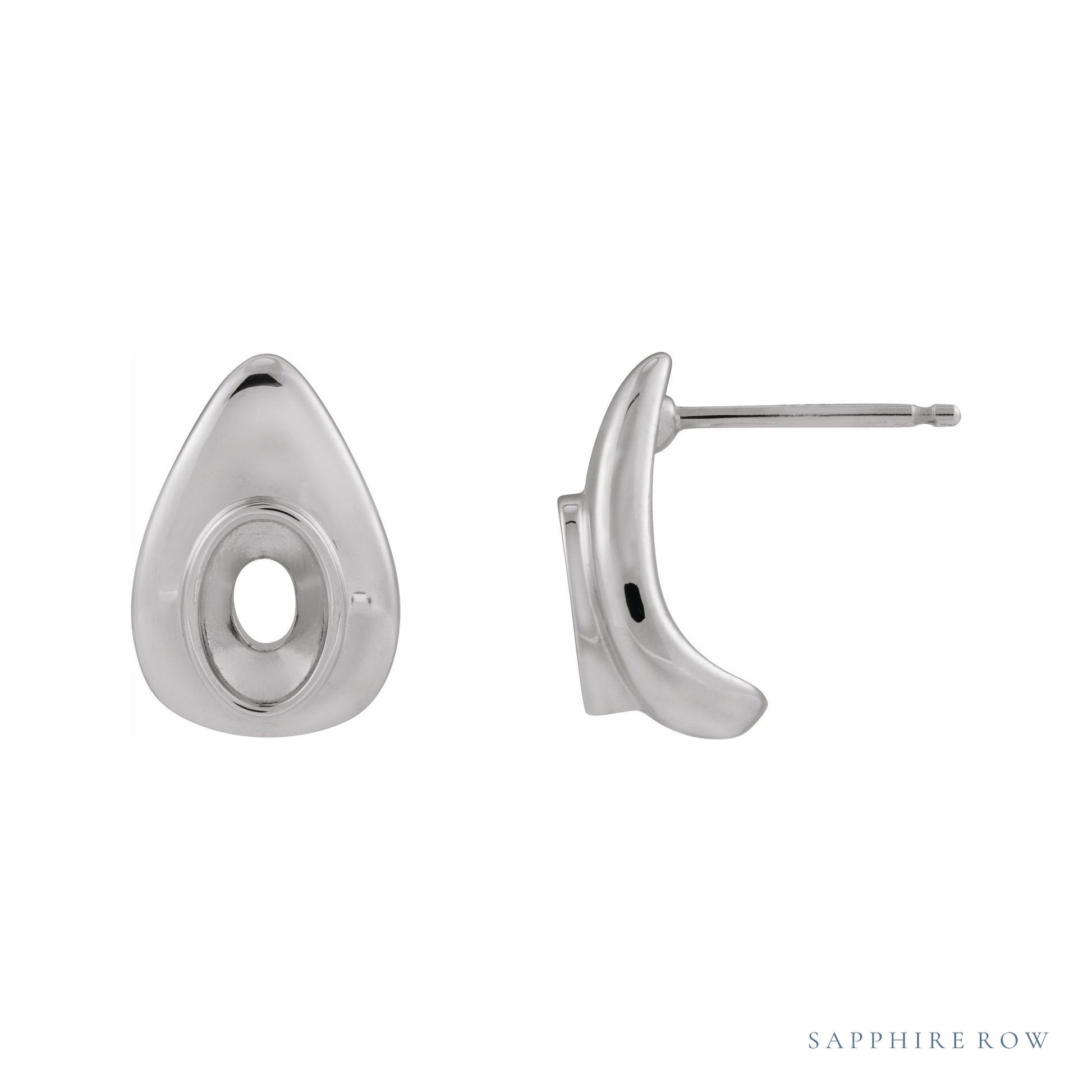 Sapphire Row Pear Bezel Set Earrings setting in Platinum, shown with a center stone (sold separately)