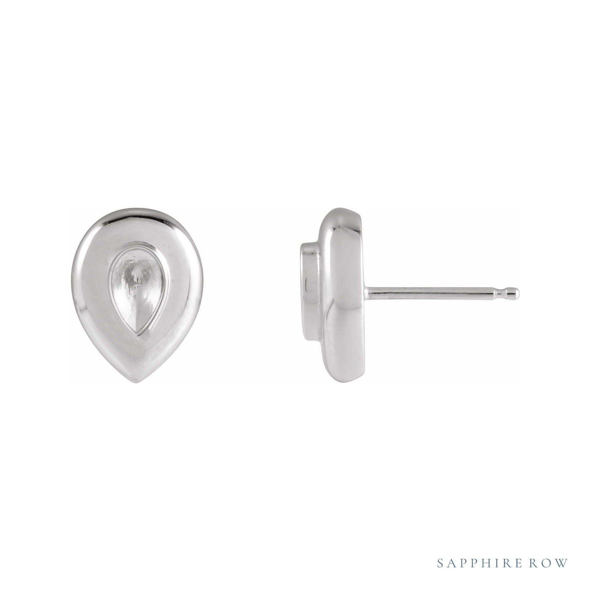 Sapphire Row Solitaire Earrings setting in 14K White Gold, shown with a center stone (sold separately)