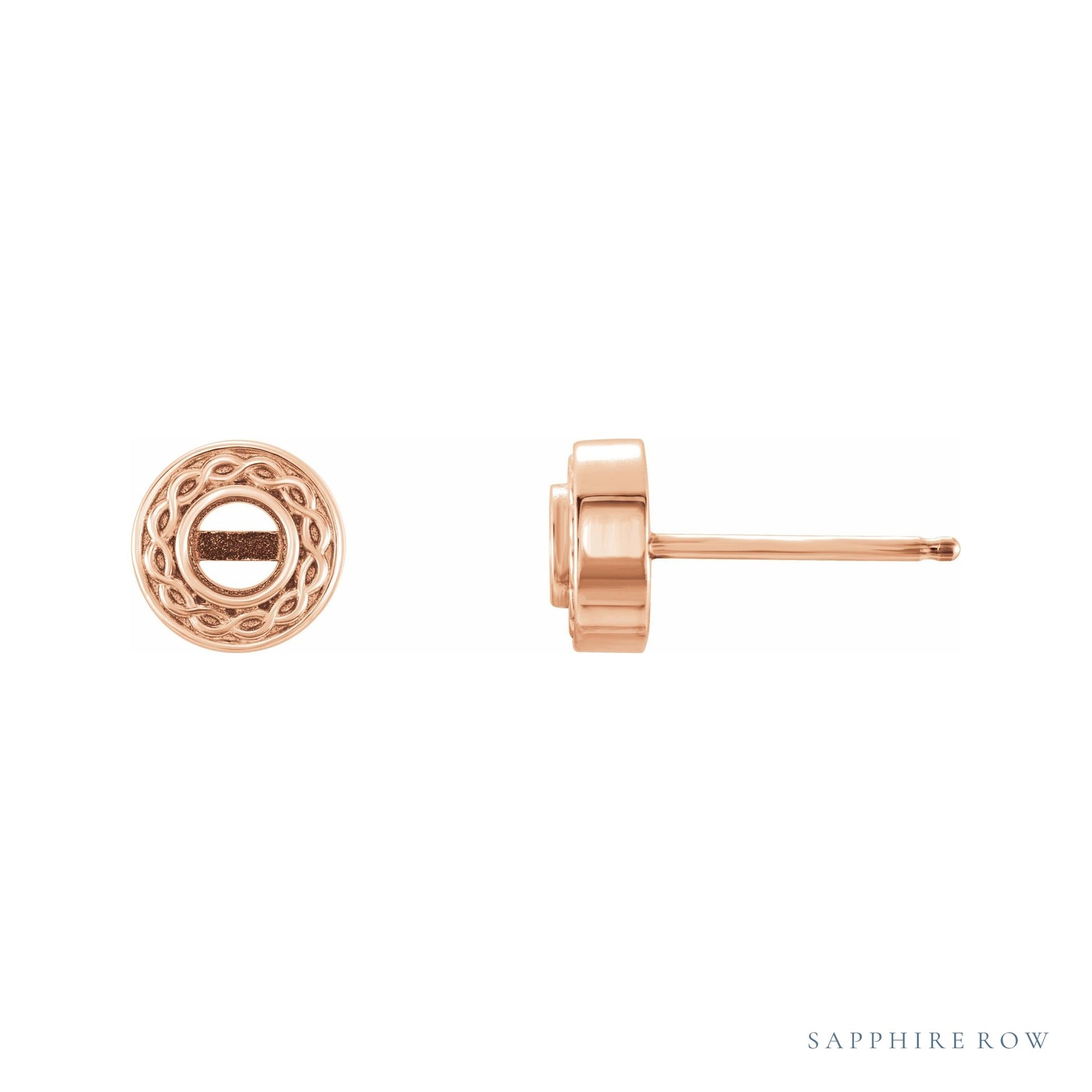 Sapphire Row Bezel-Set Earrings setting in 14K Rose Gold, shown with a center stone (sold separately)