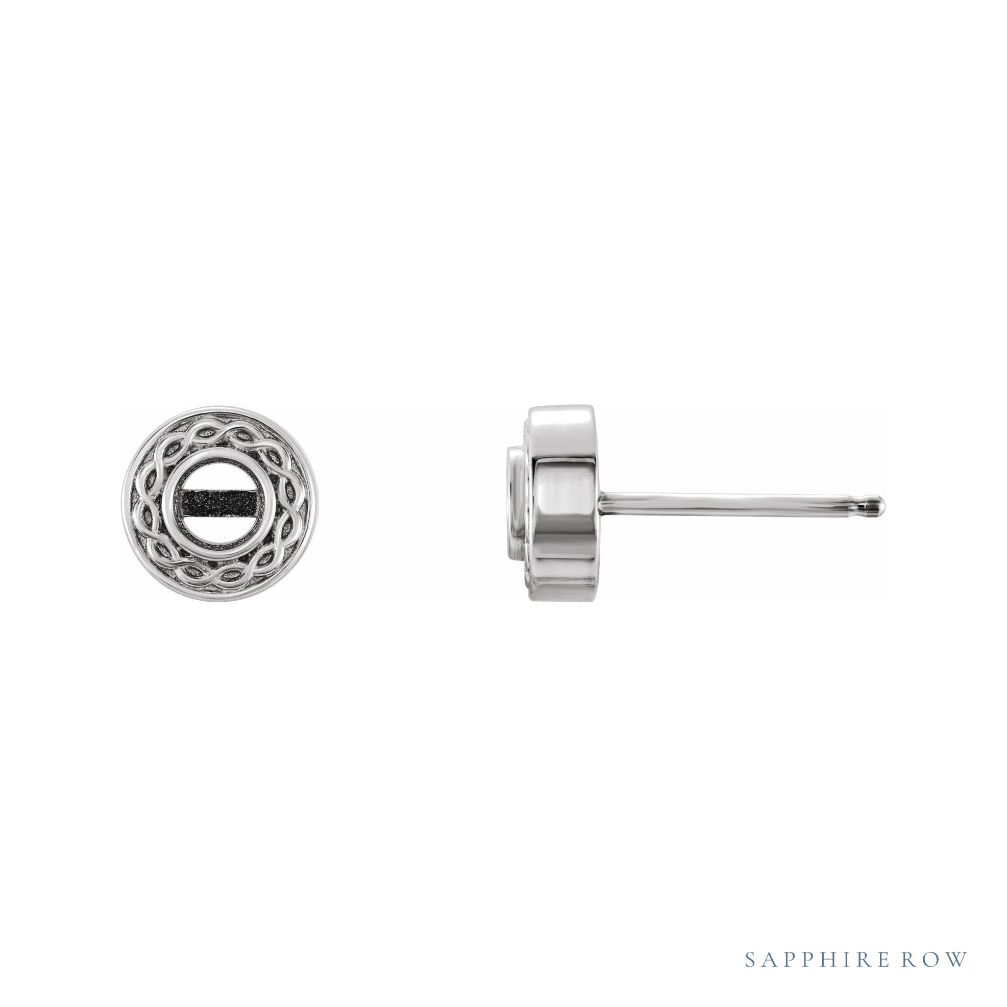 Sapphire Row Bezel-Set Earrings setting in 14K White Gold, shown with a center stone (sold separately)