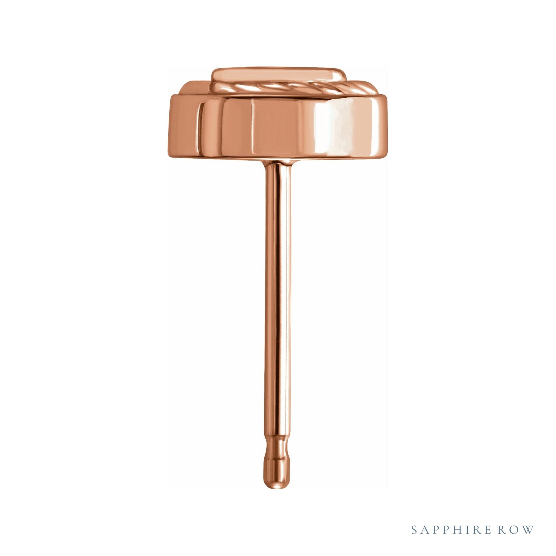 Sapphire Row Rope Earrings setting in 14K Rose Gold, shown with a center stone (sold separately)
